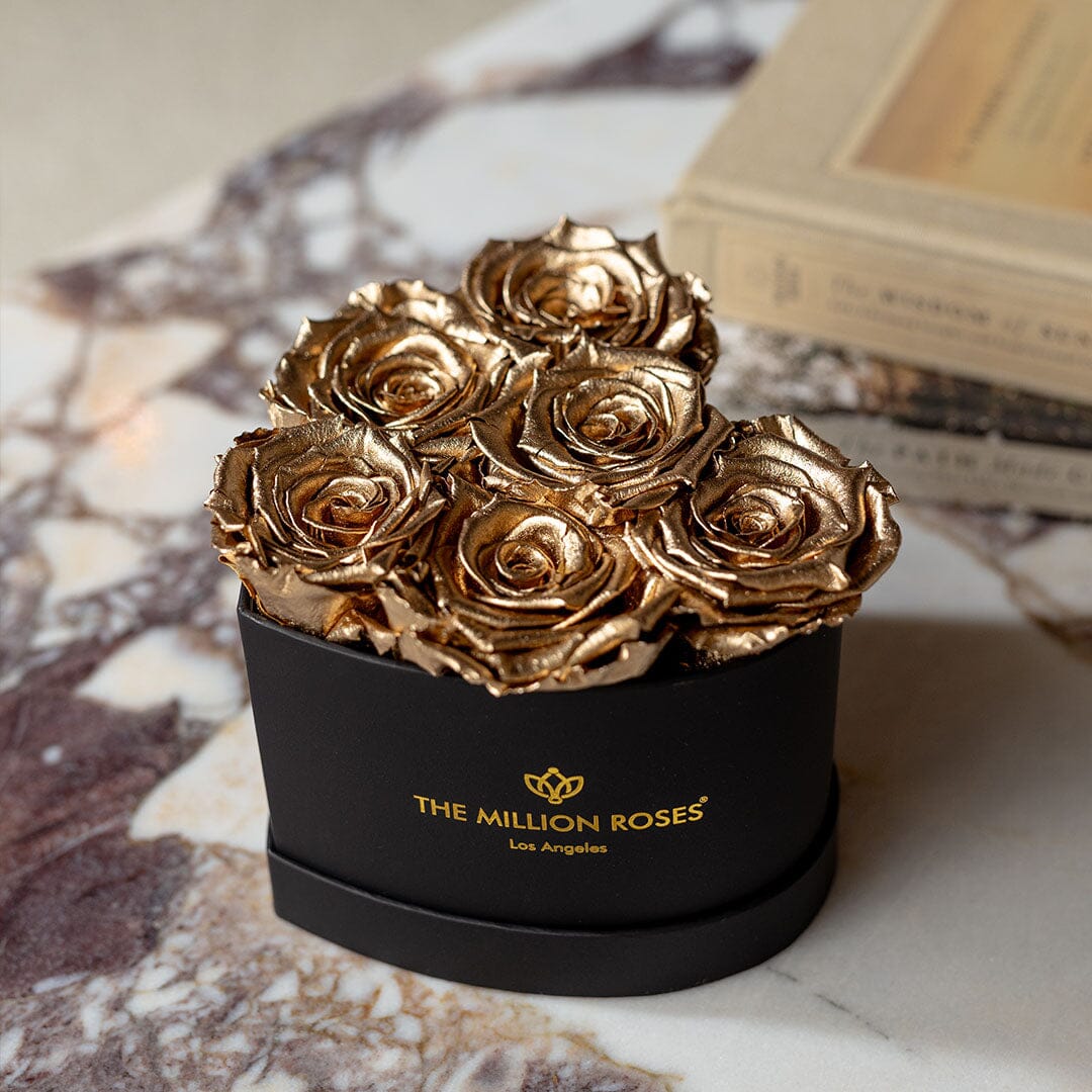 Boîte noire coeur pour bébé | Roses d’or