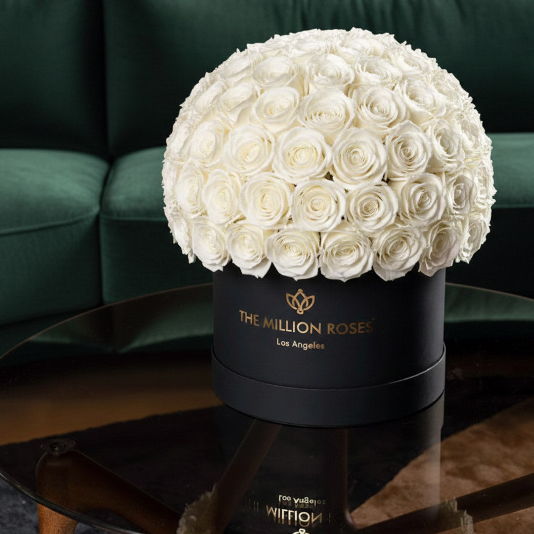 Supreme Black Superdome Box | White Roses