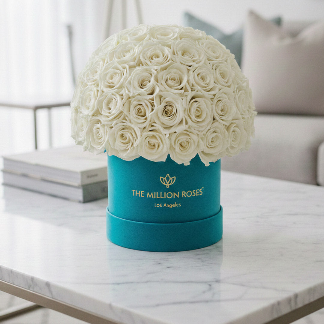 Boîte Superdome en daim vert foncé classique | Roses blanches