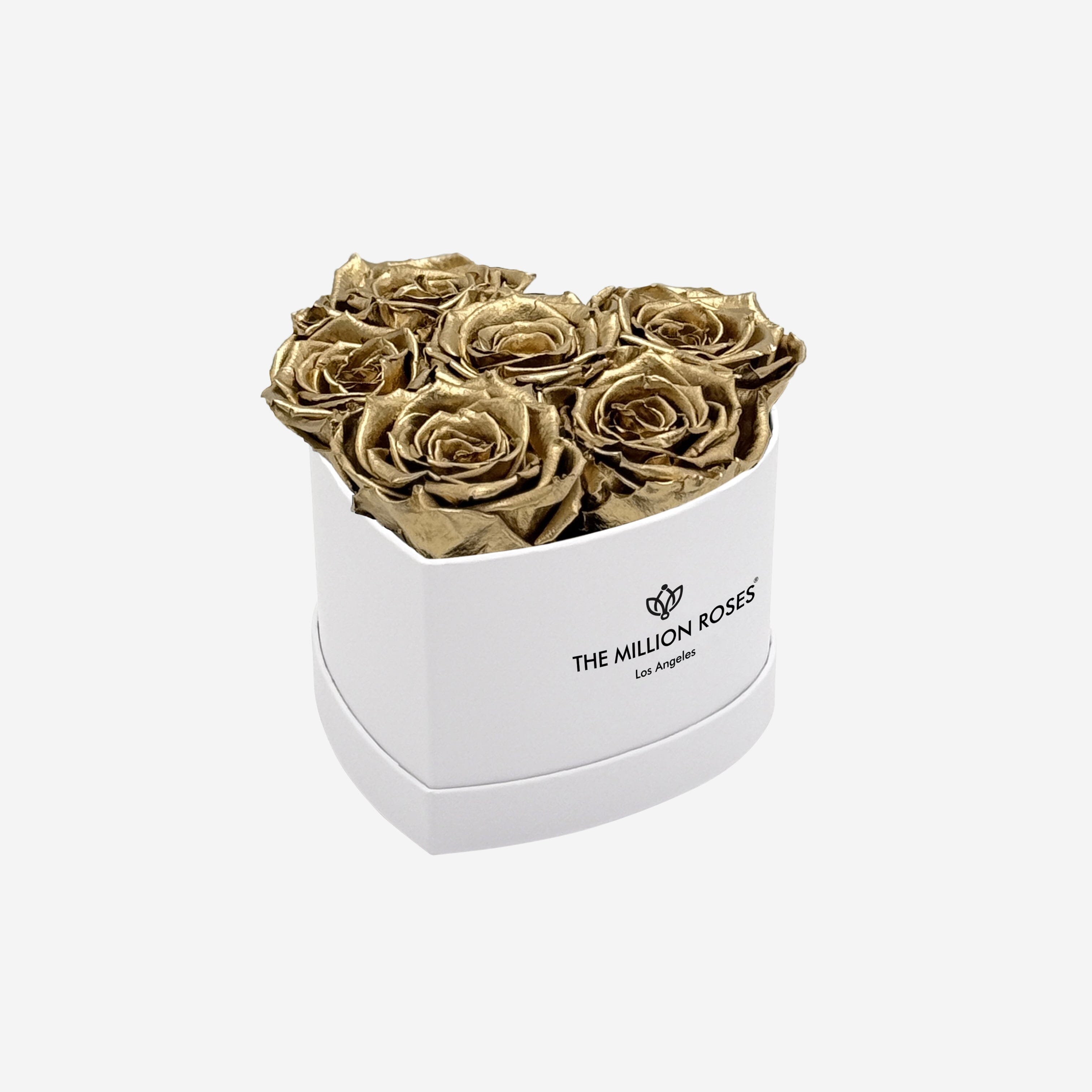 Caja blanca de corazón de bebé | Rosas de oro