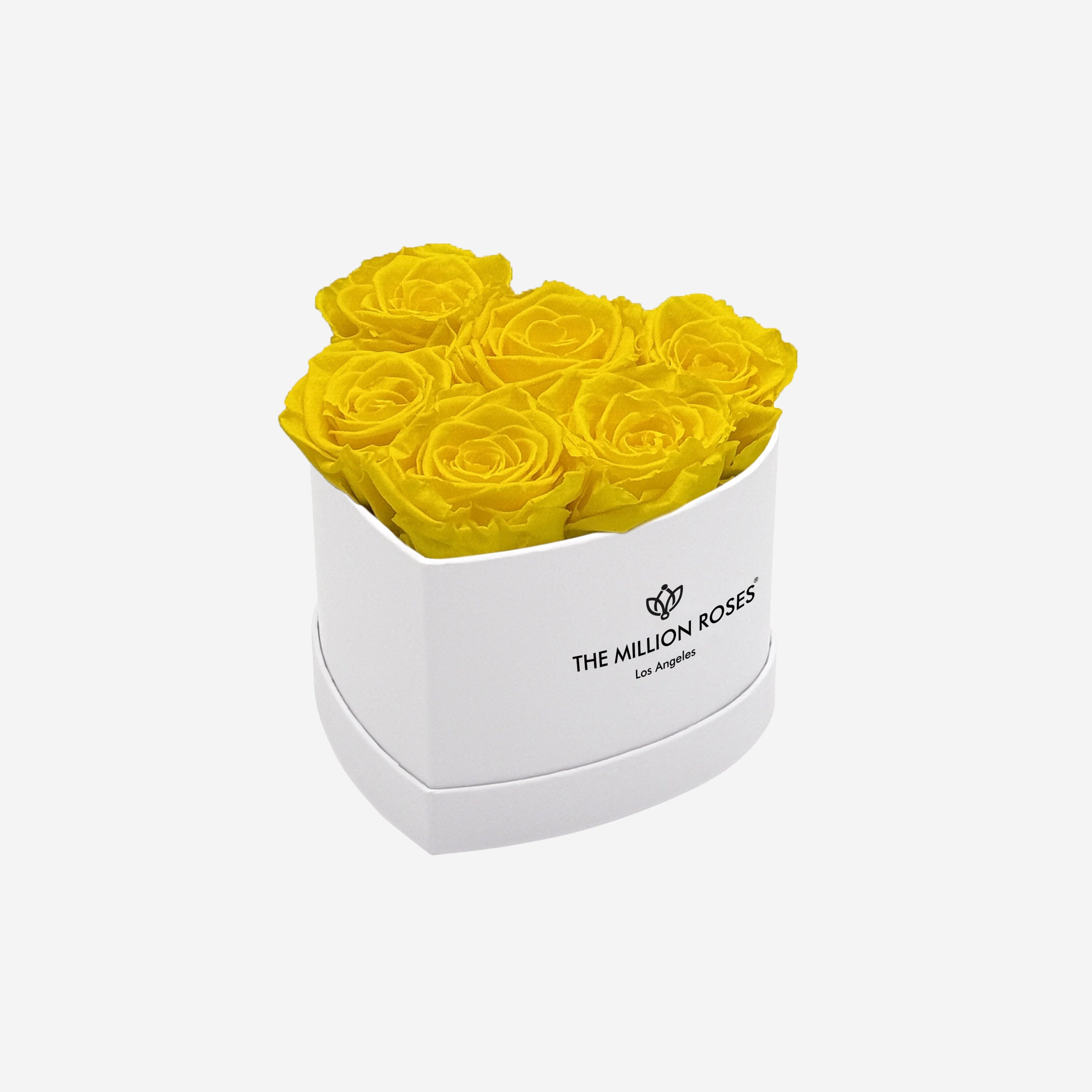 Boîte blanche coeur bébé | Roses jaunes