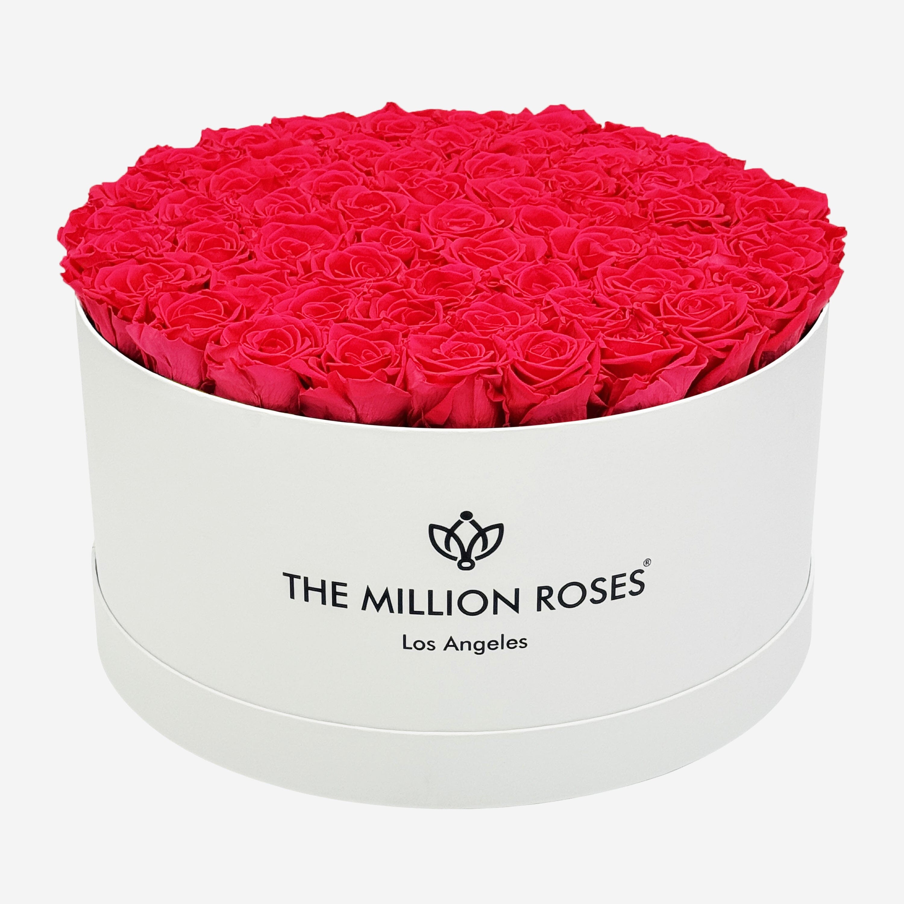 Deluxe White Box | Hot Pink Roses