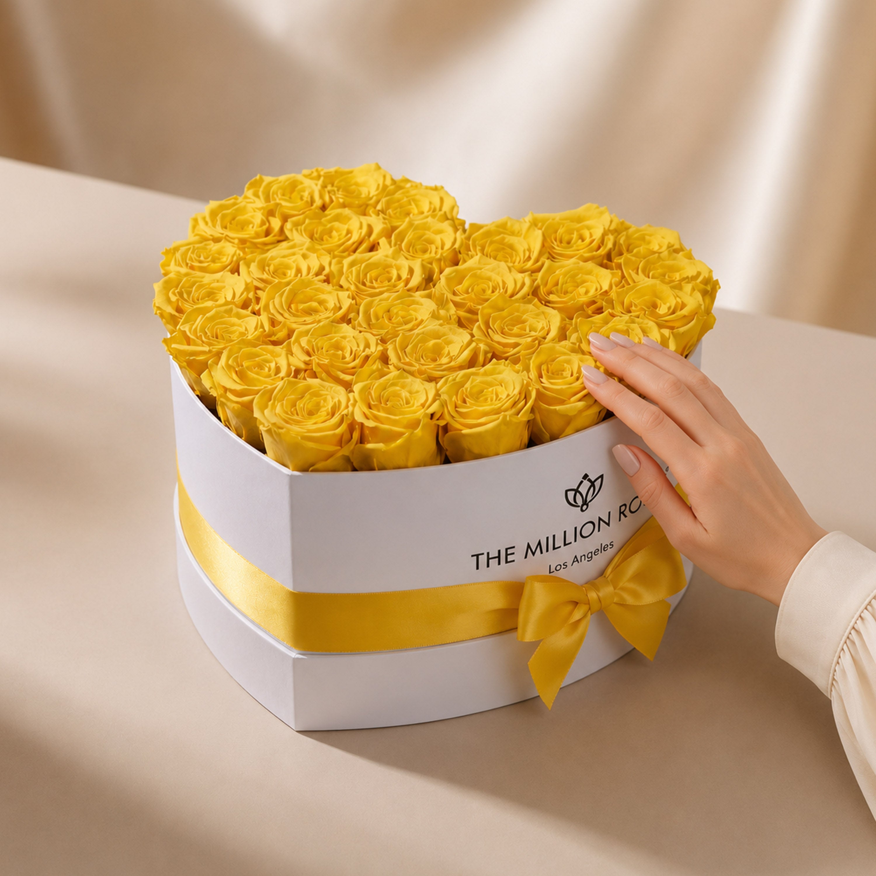 Heart White Box | Yellow Roses