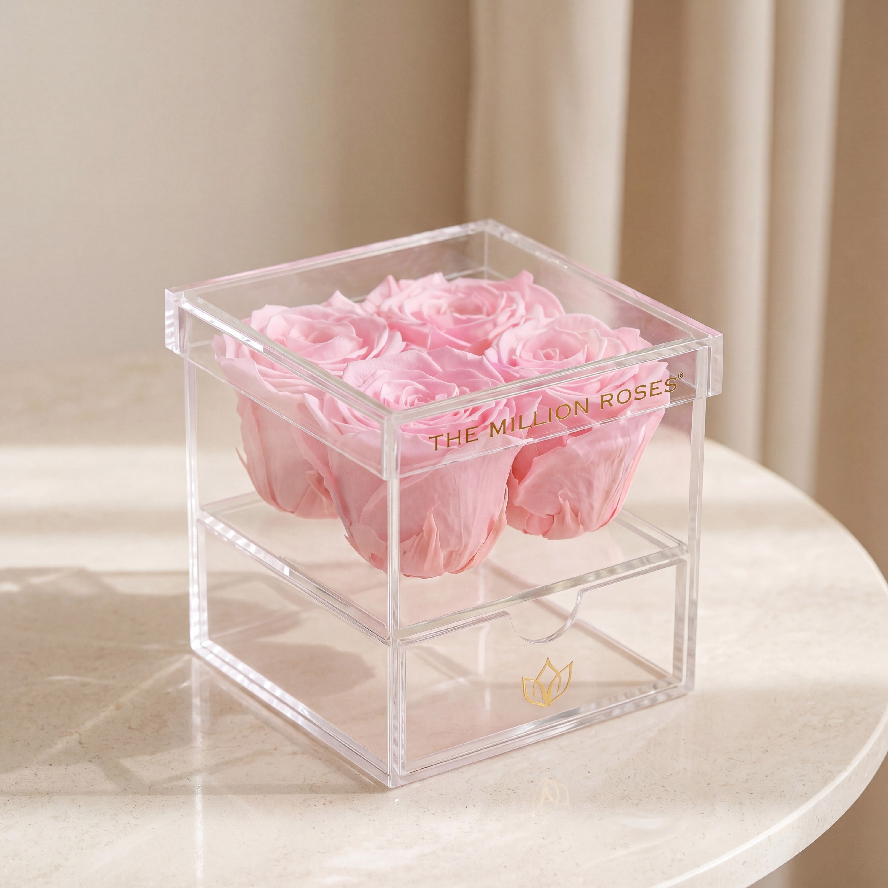 Acrylic 4 Drawer Box | Light Pink Roses
