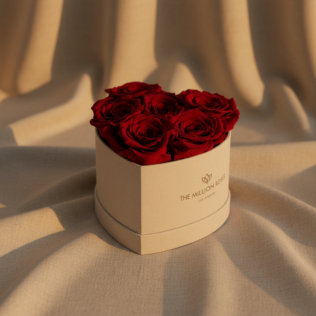 Boîte Beige Coeur Bébé | Roses rouges
