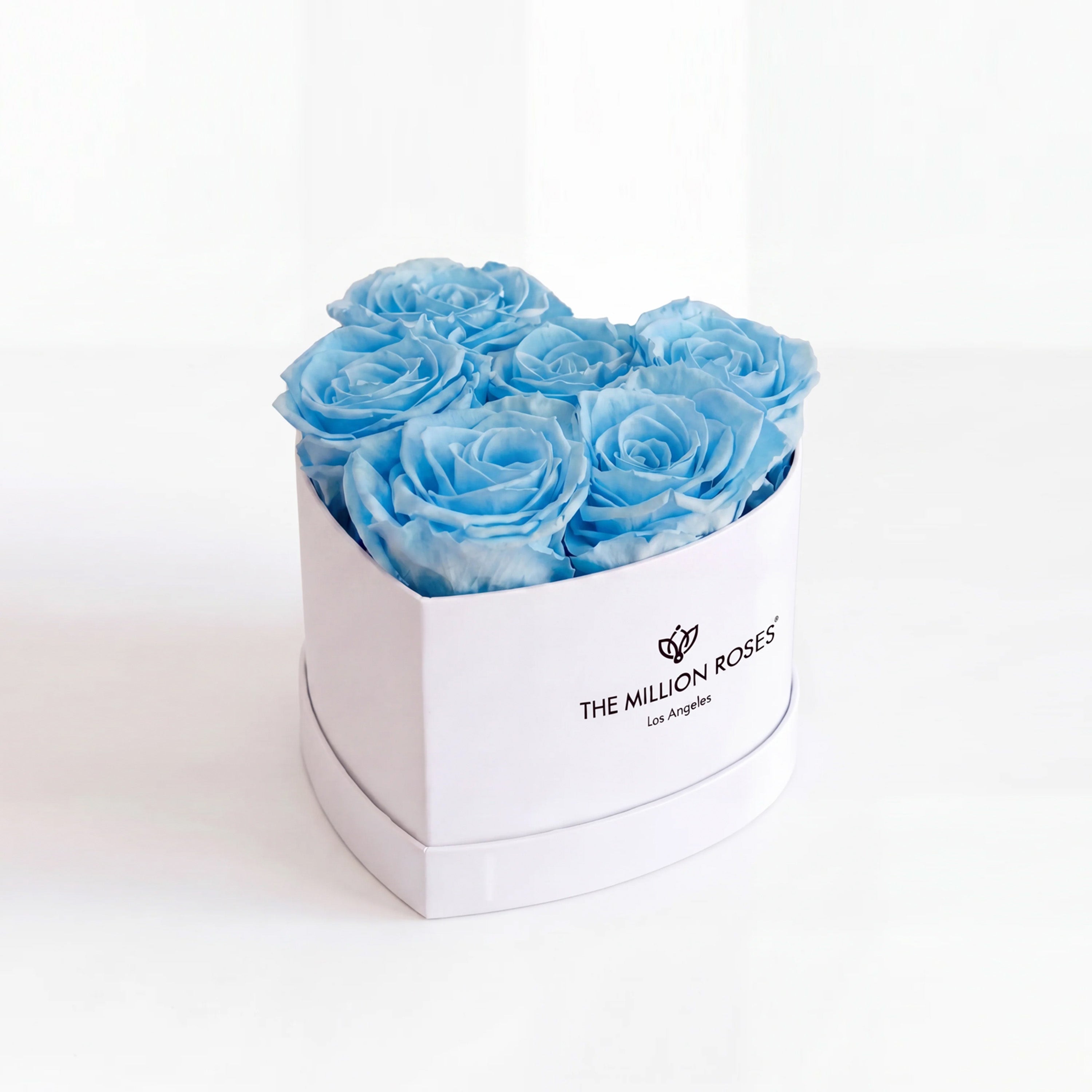 Baby Heart White Box | Light Blue Roses