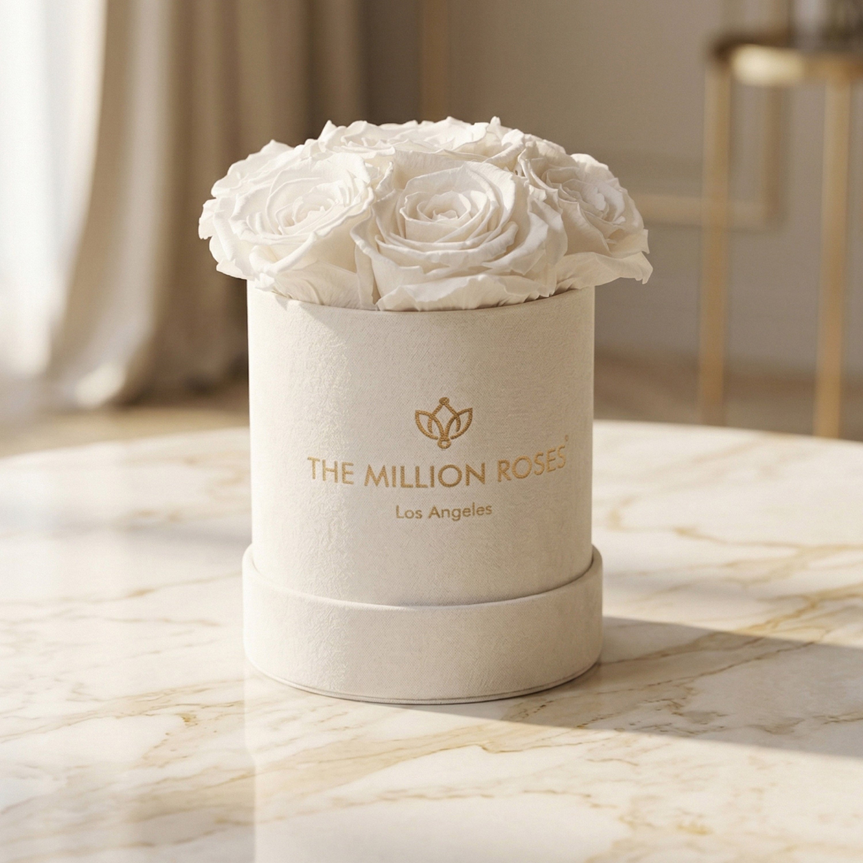 Basic Beige Suede Box | White Roses