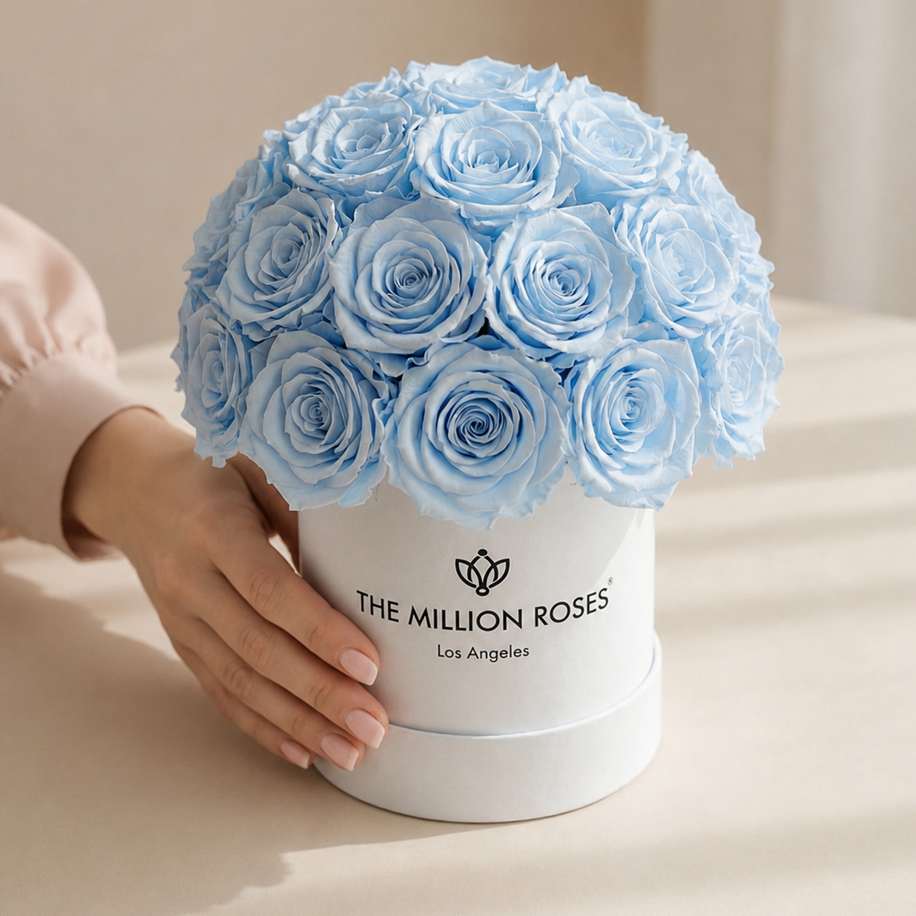 Essence White Superdome Box | Light Blue Roses