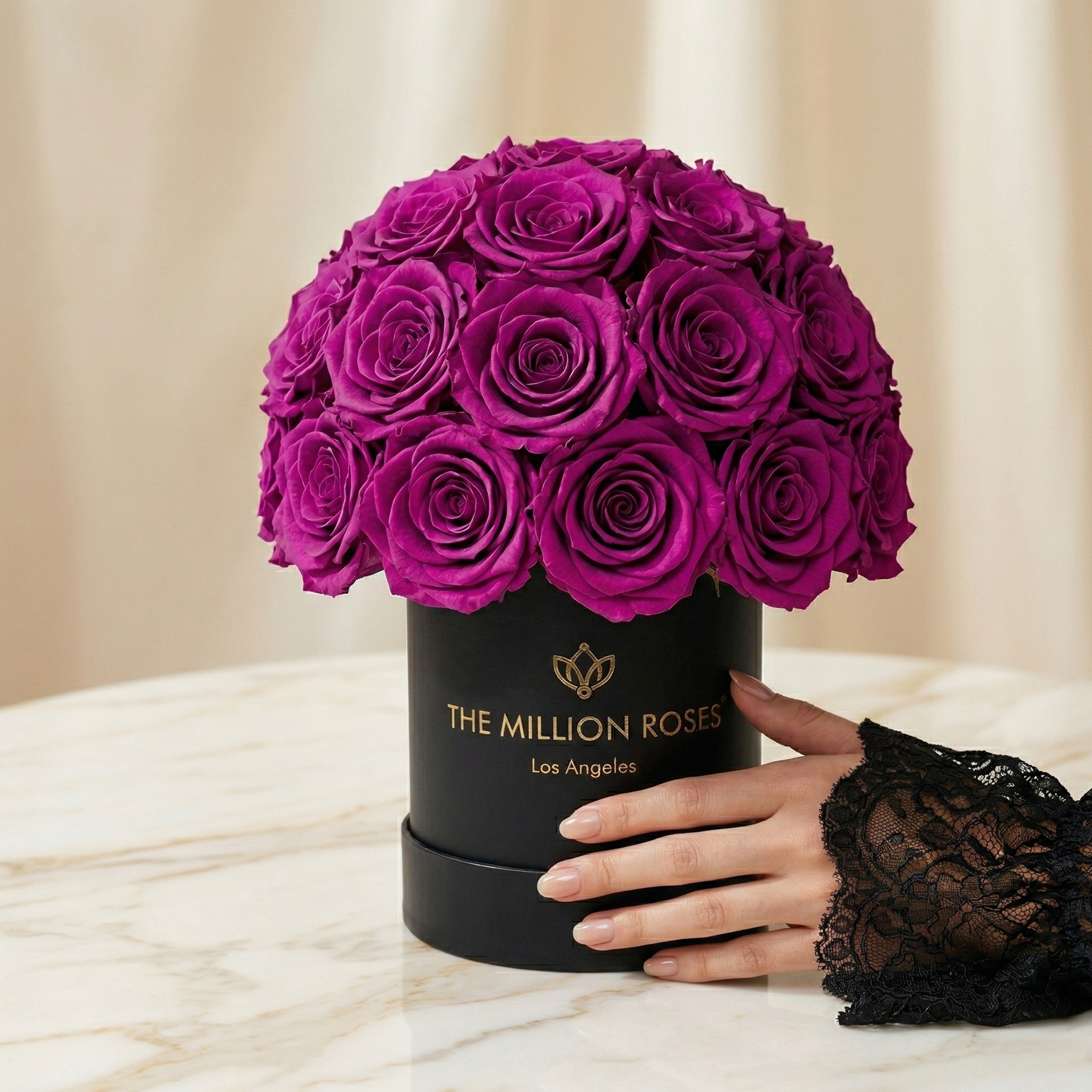 Essence Black Superdome Box | Bright Purple Roses