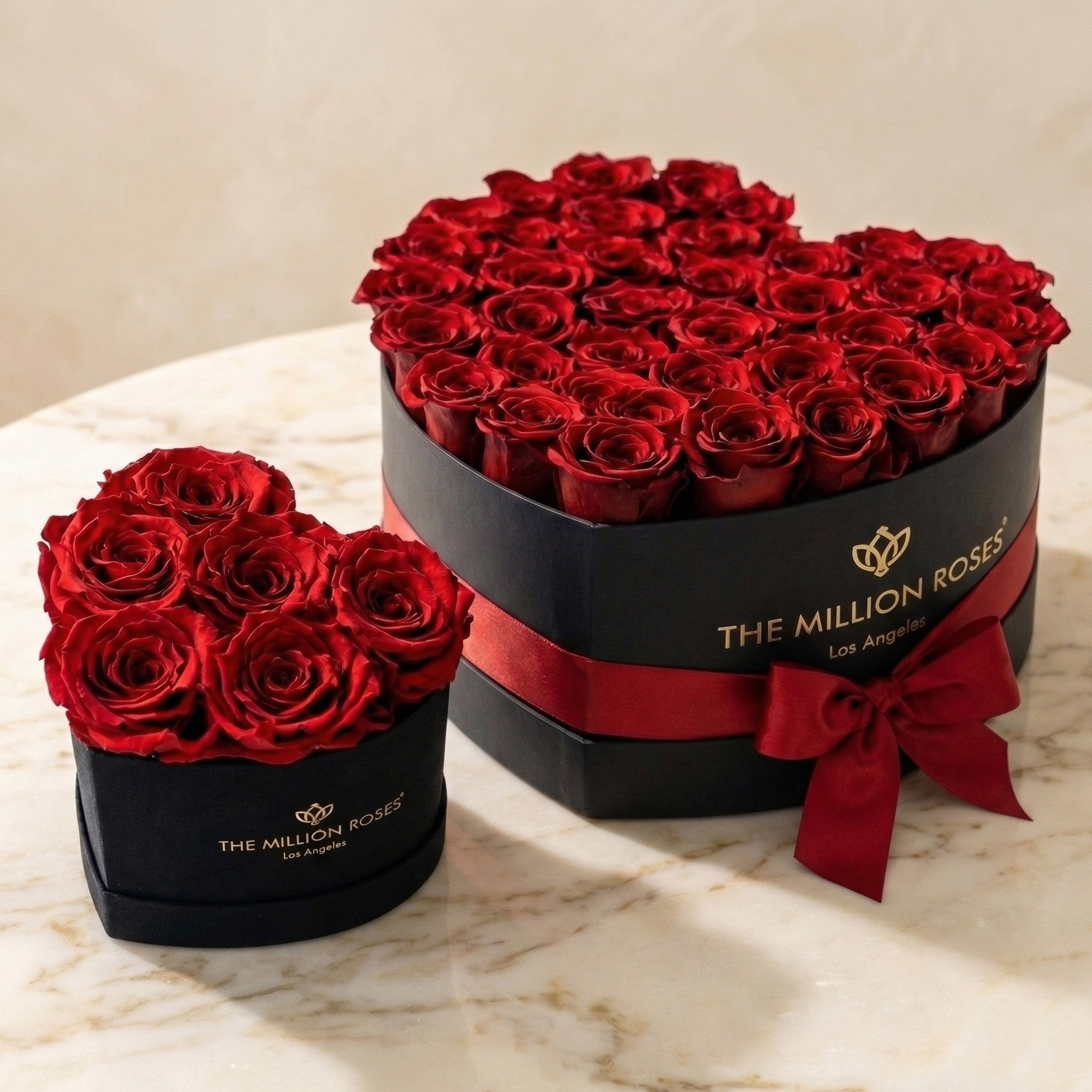 The Heart Duo Bundle - Black Heart & Baby Heart With Red Roses
