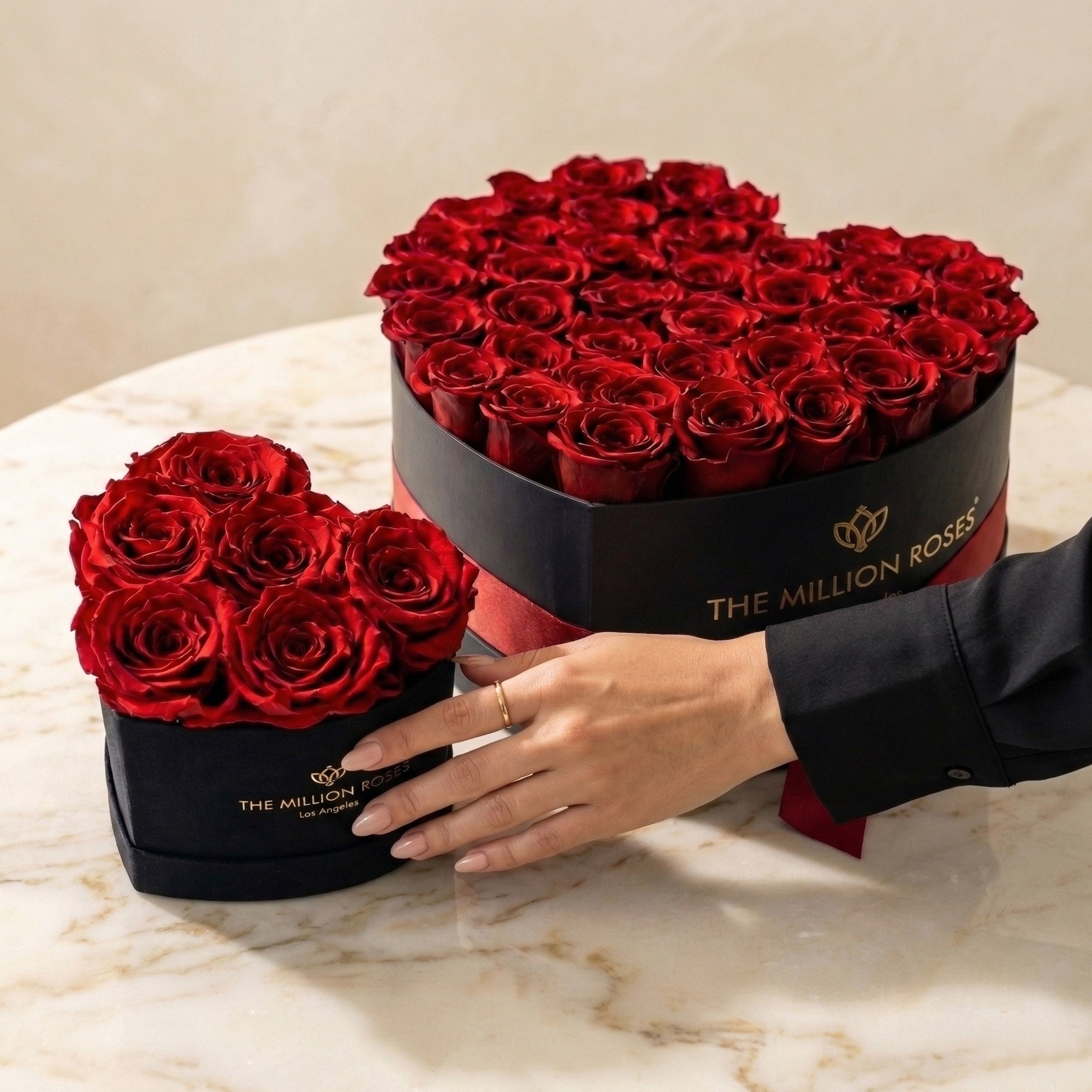 The Heart Duo Bundle - Black Heart & Baby Heart With Red Roses