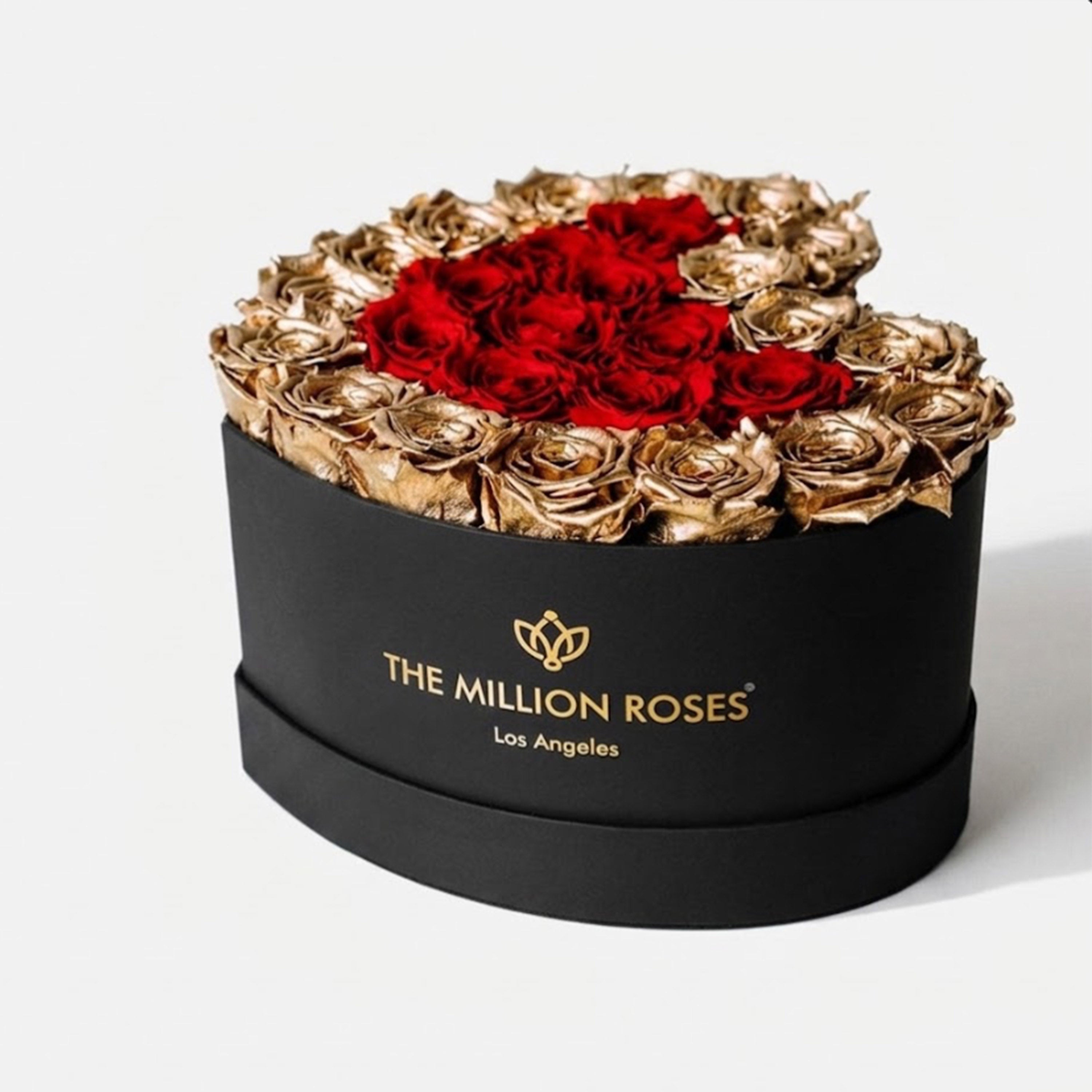 Caja Negra Corazón | Oro de 24K y rosas rojas