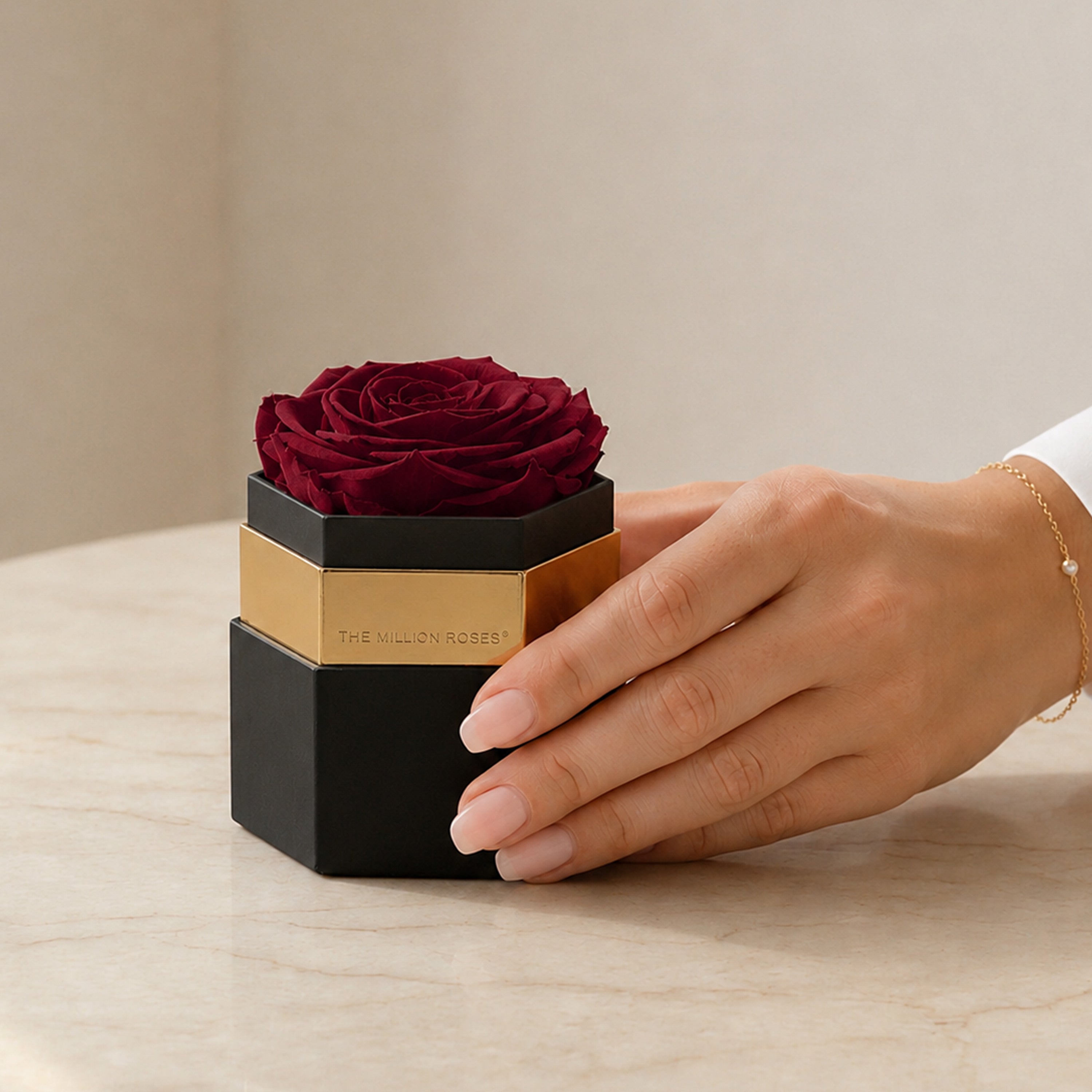 One in a Million™ Black Hexagon Box | Burgundy Rose