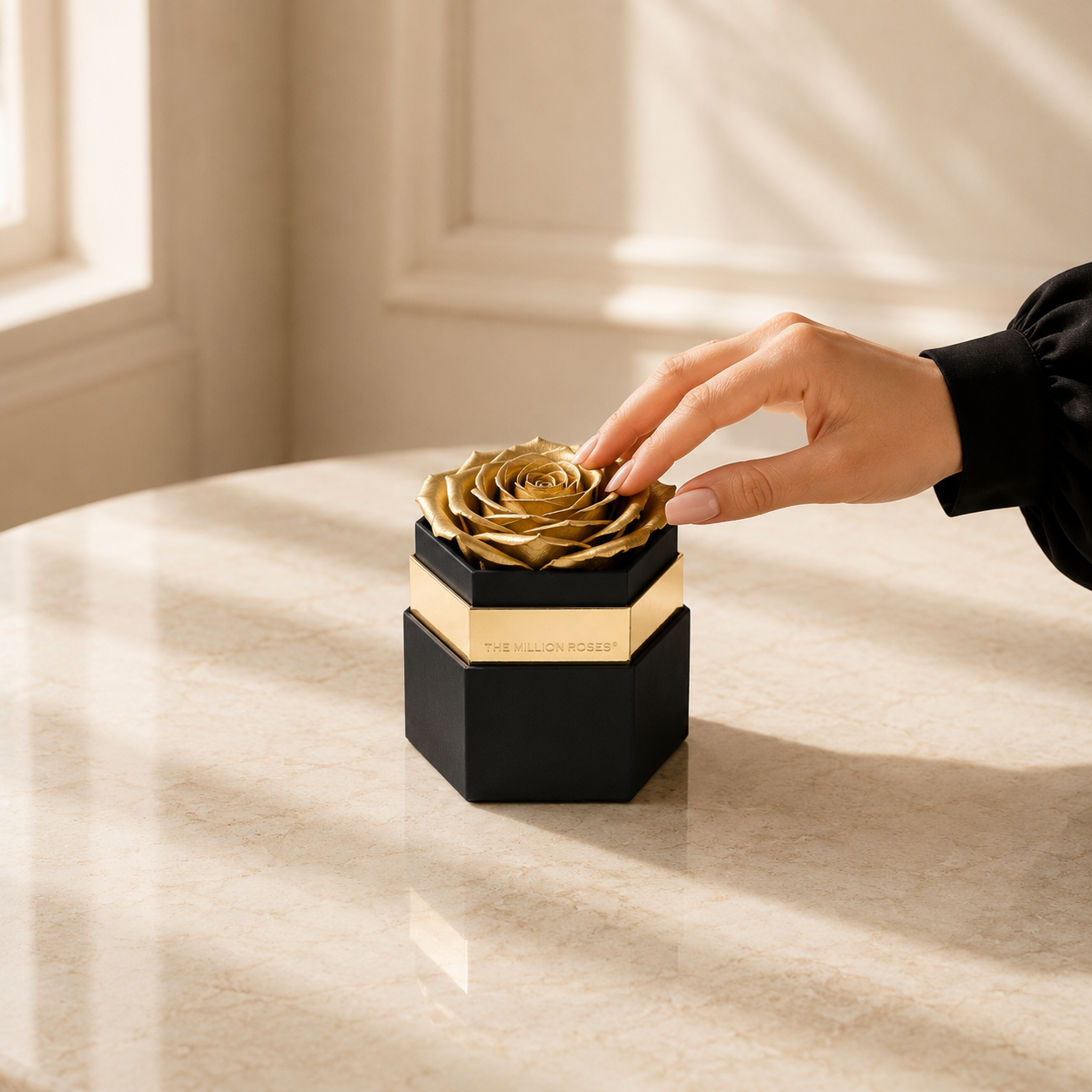 One in a Million™ Black Hexagon Box | Gold Rose
