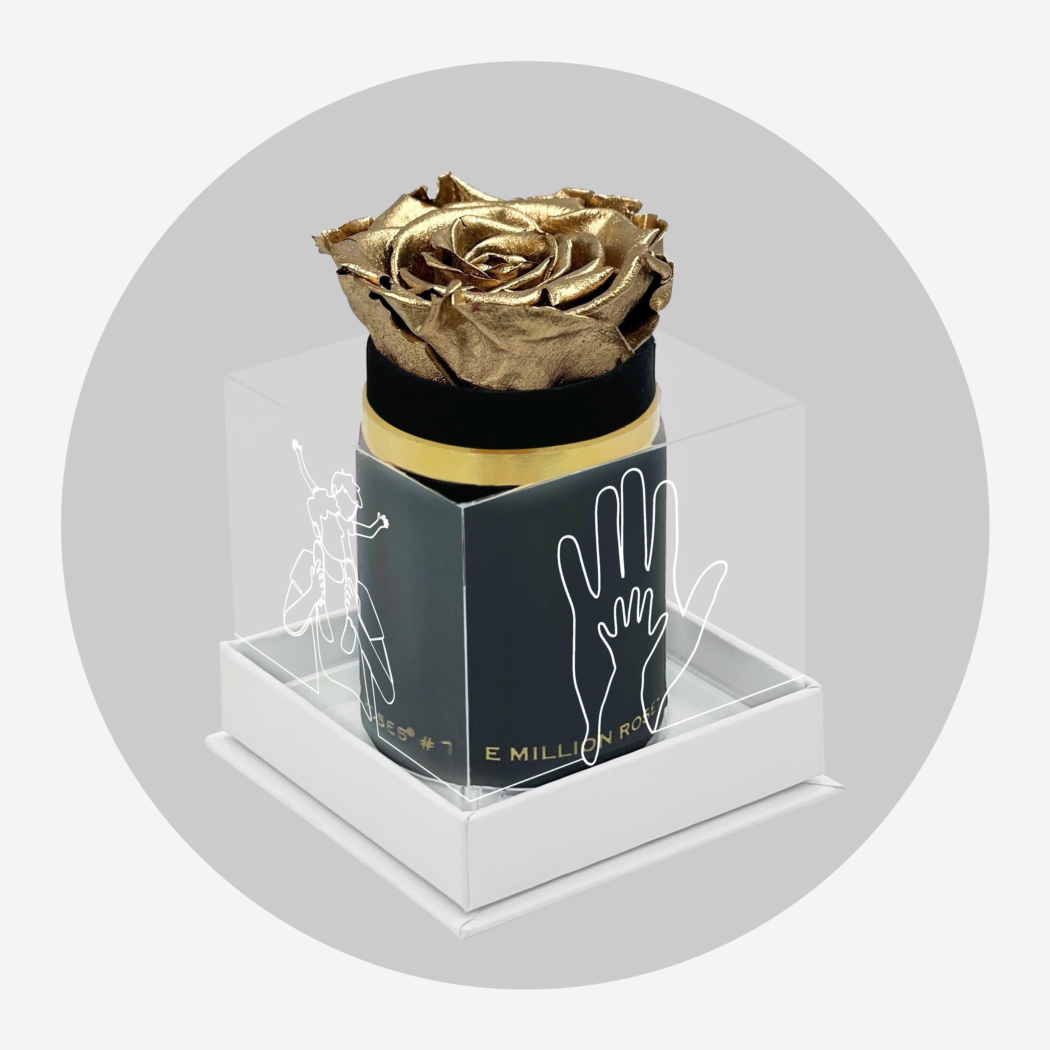 Boîte simple en daim noir | Édition limitée Father’s Love | Rose doré