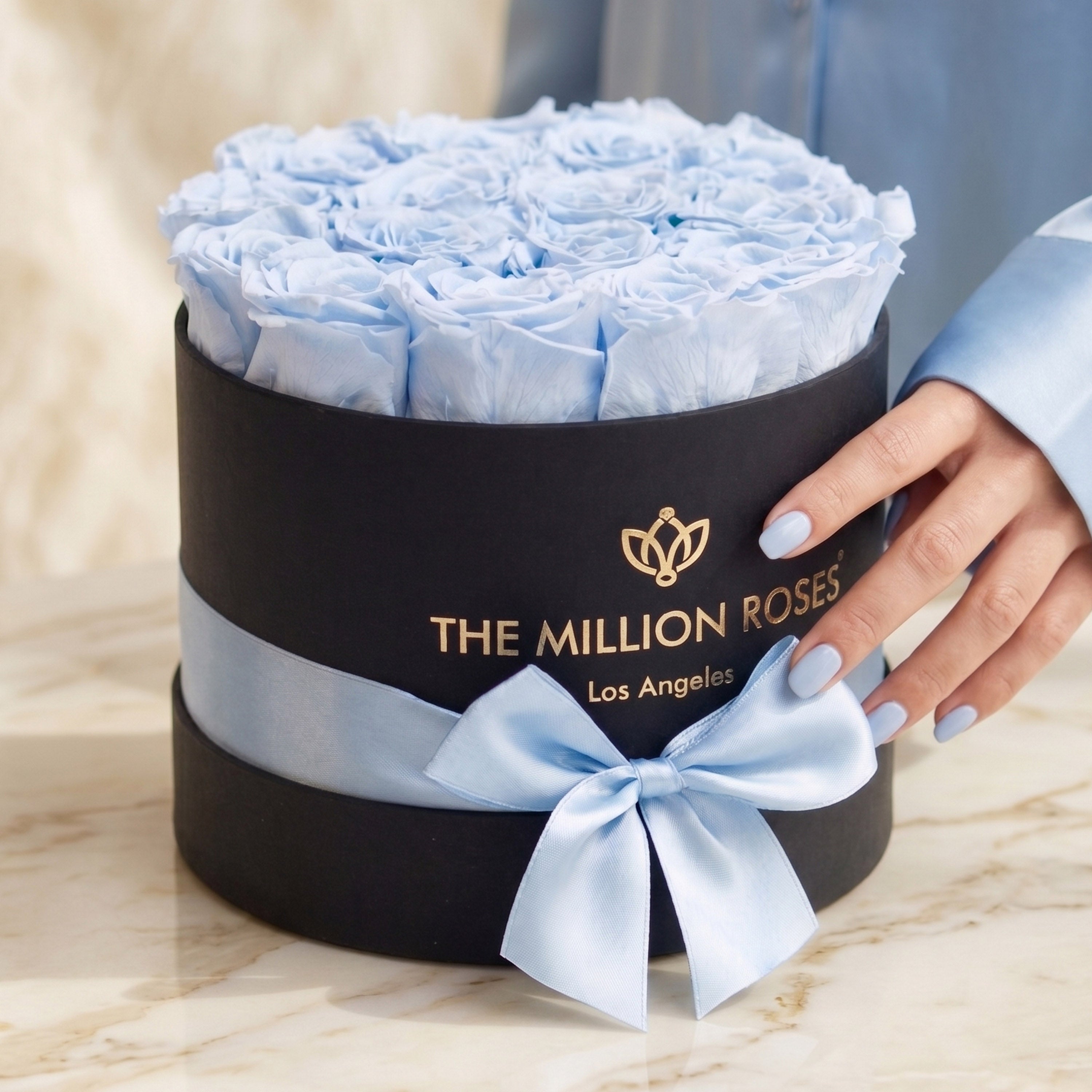 Classic Black Box | Light Blue Roses