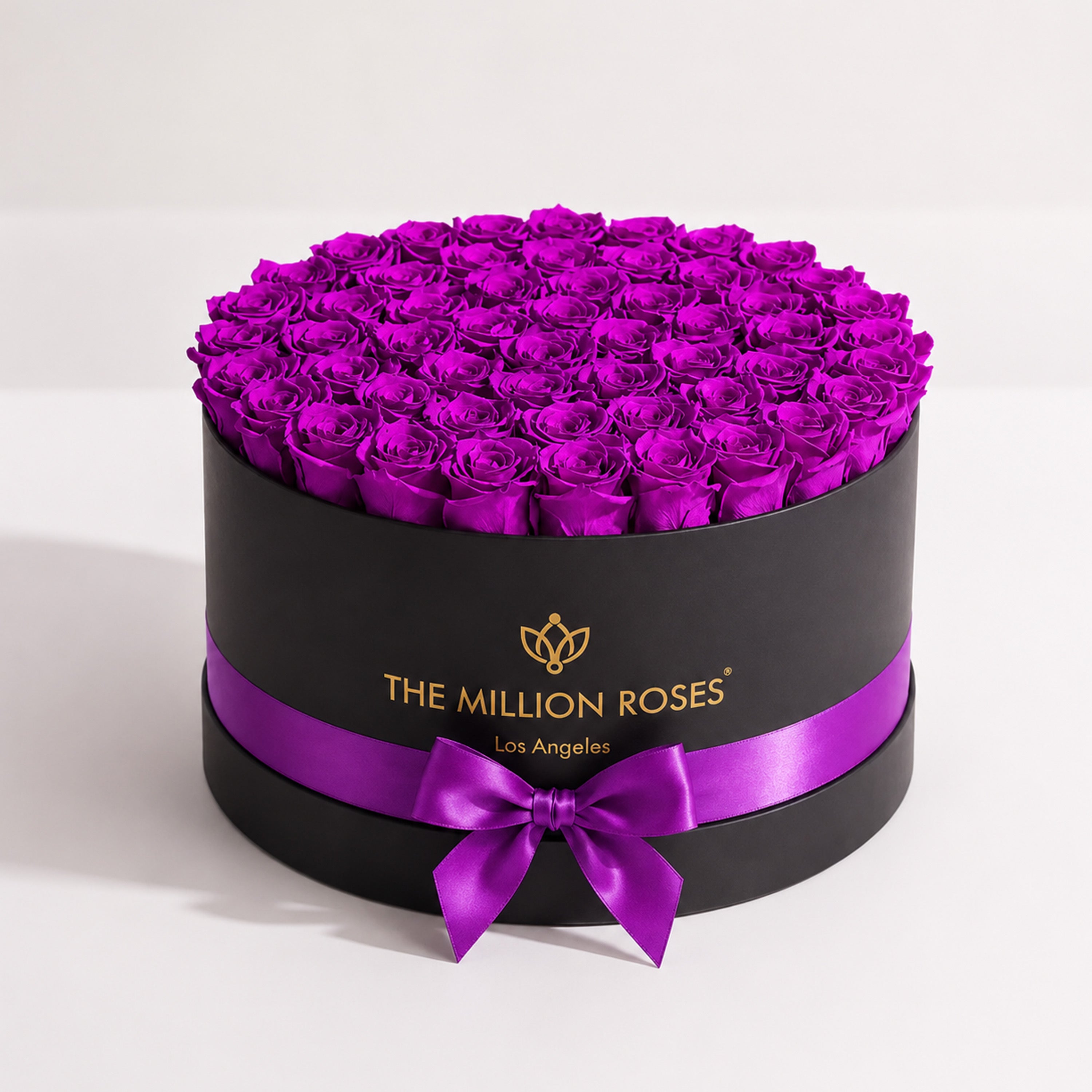 Deluxe Black Box | Bright Purple Roses