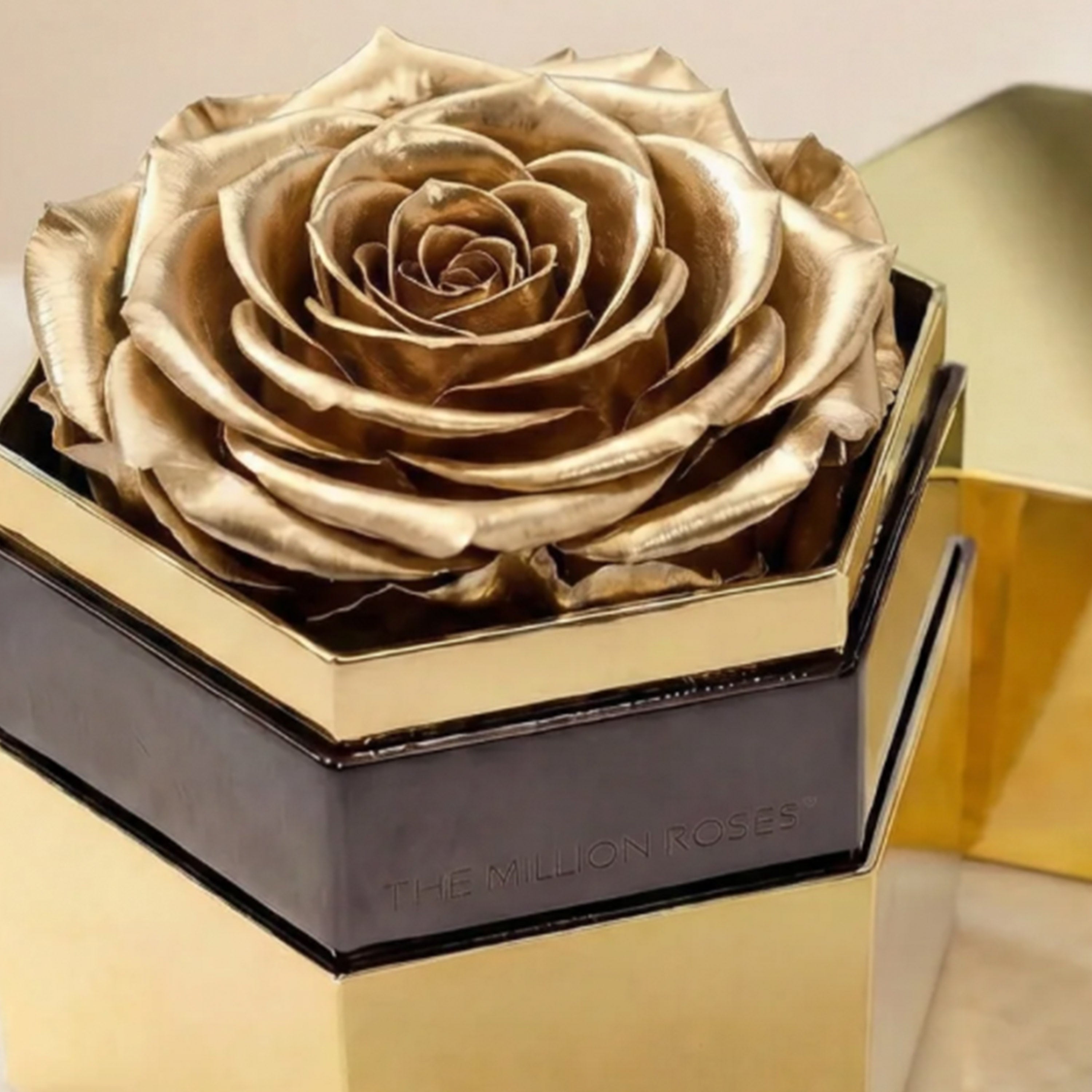 One in a Million™ Mirror Gold Hexagon Box | Gold Rose