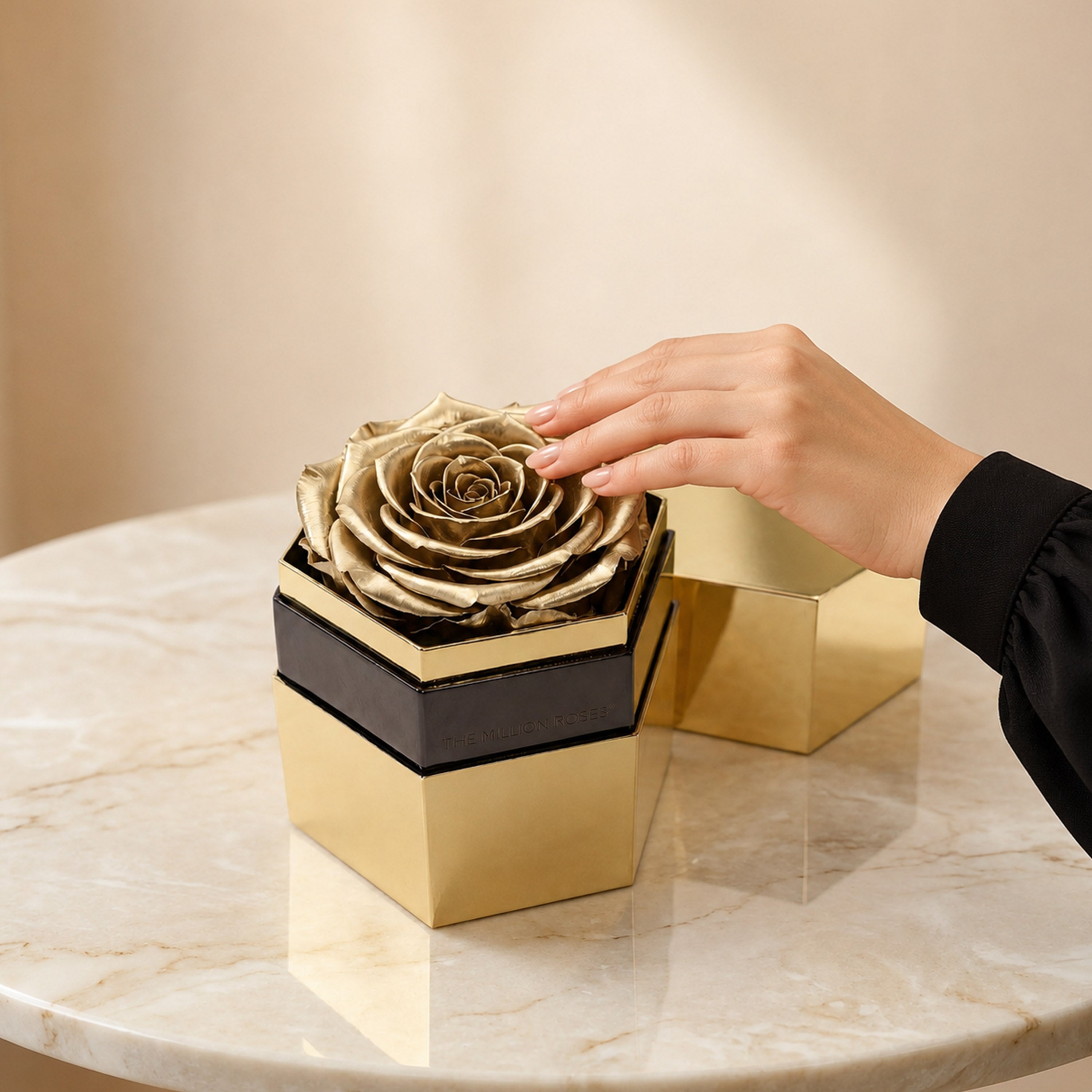 One in a Million™ Mirror Gold Hexagon Box | Gold Rose