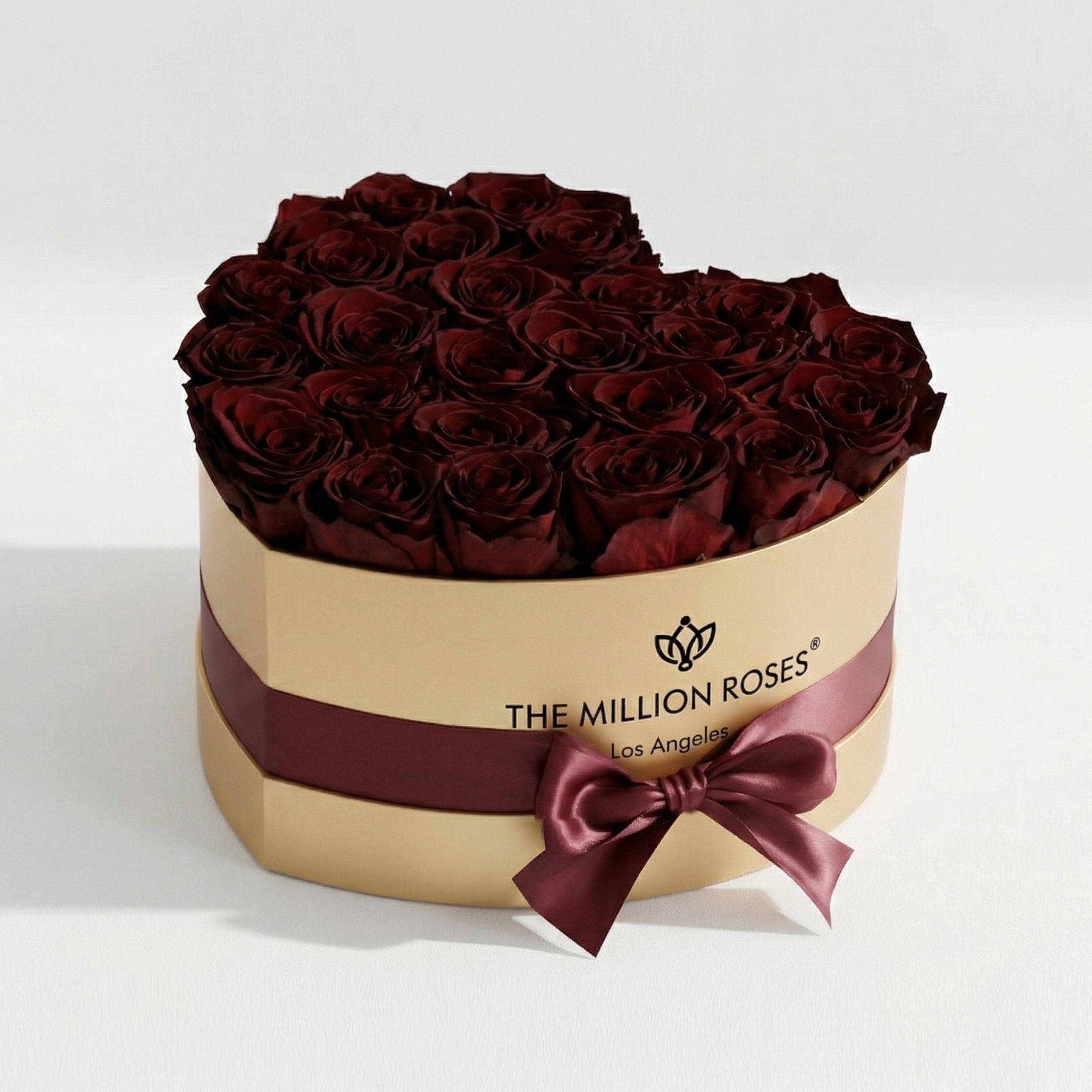 Caja de Corazón Dorado | Rosas de Borgoña