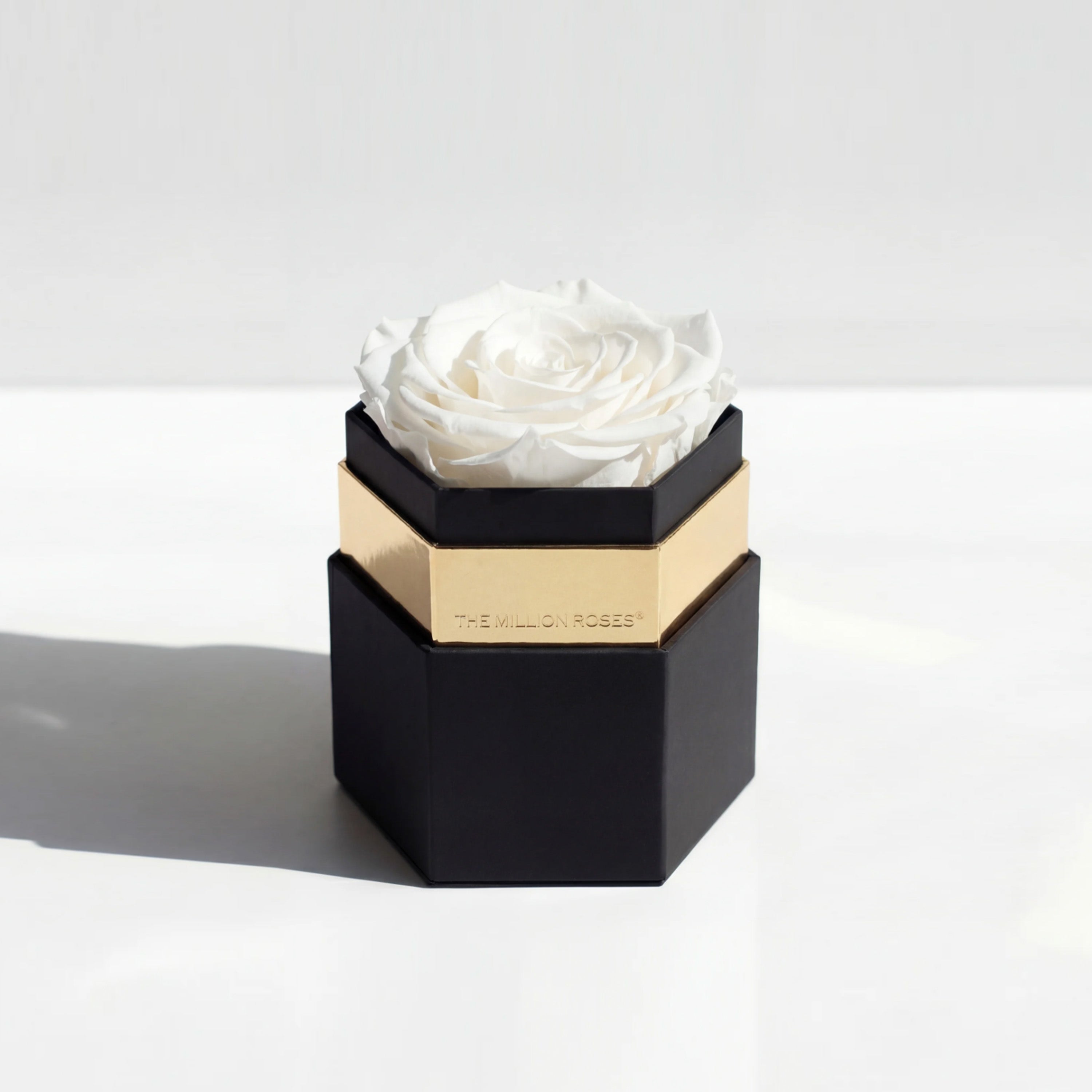 One in a Million™ Black Hexagon Box | White Rose