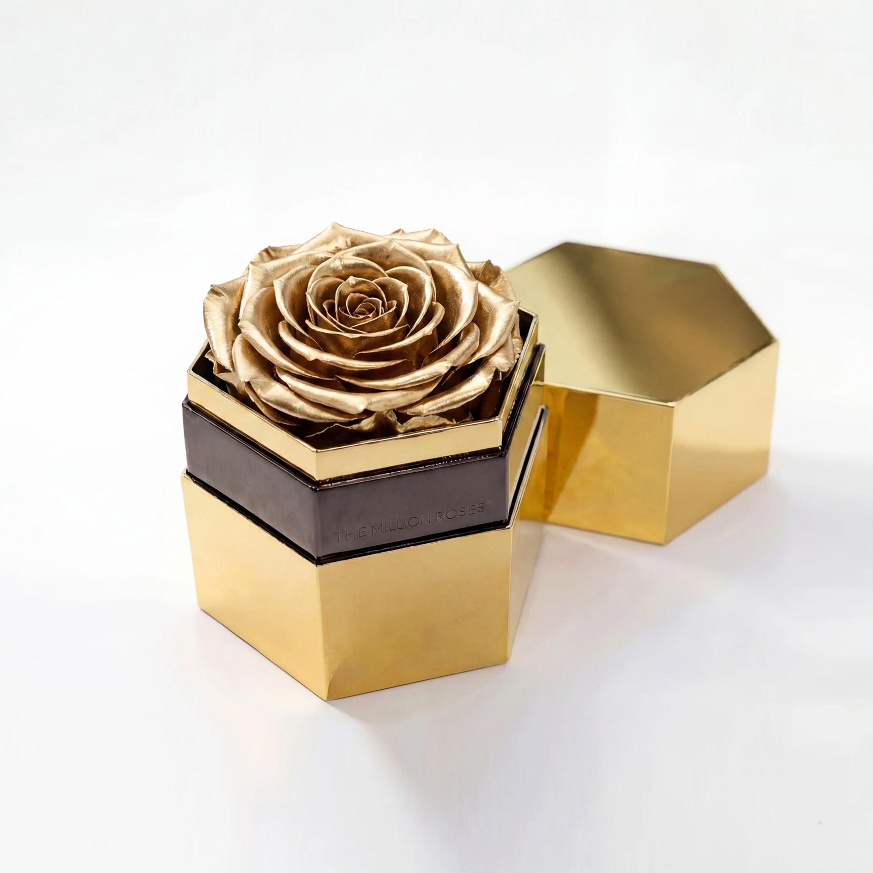 One in a Million™ Mirror Gold Hexagon Box | Gold Rose