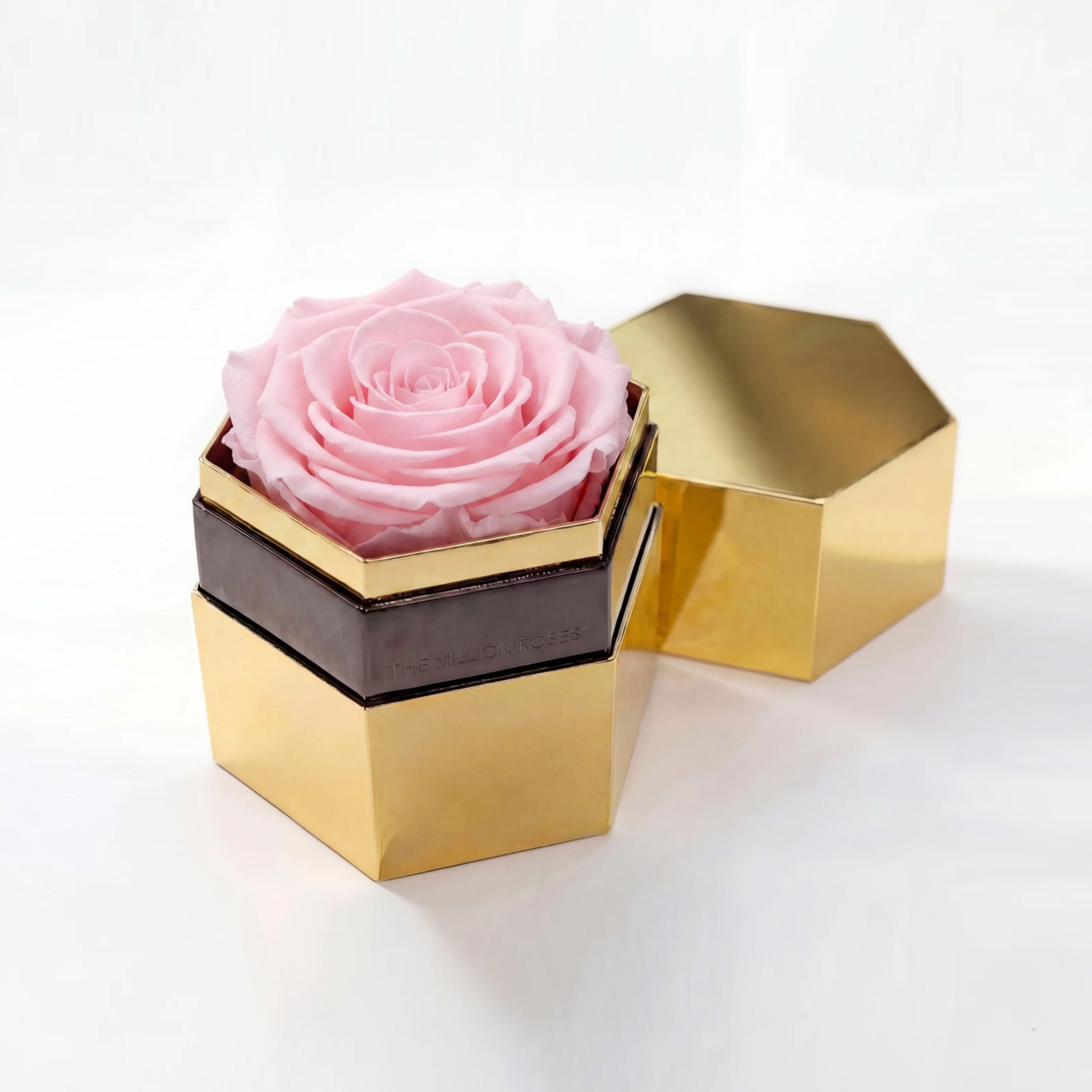One in a Million™ Mirror Gold Hexagon Box | Light Pink Rose
