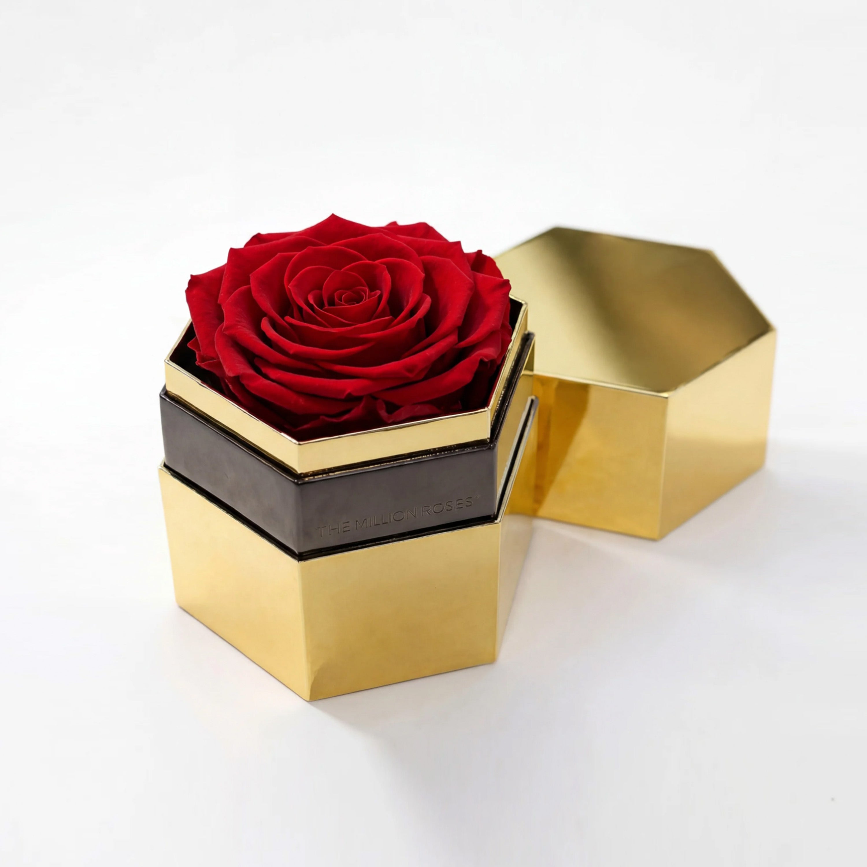 One in a Million™ Mirror Gold Hexagon Box | Red Rose