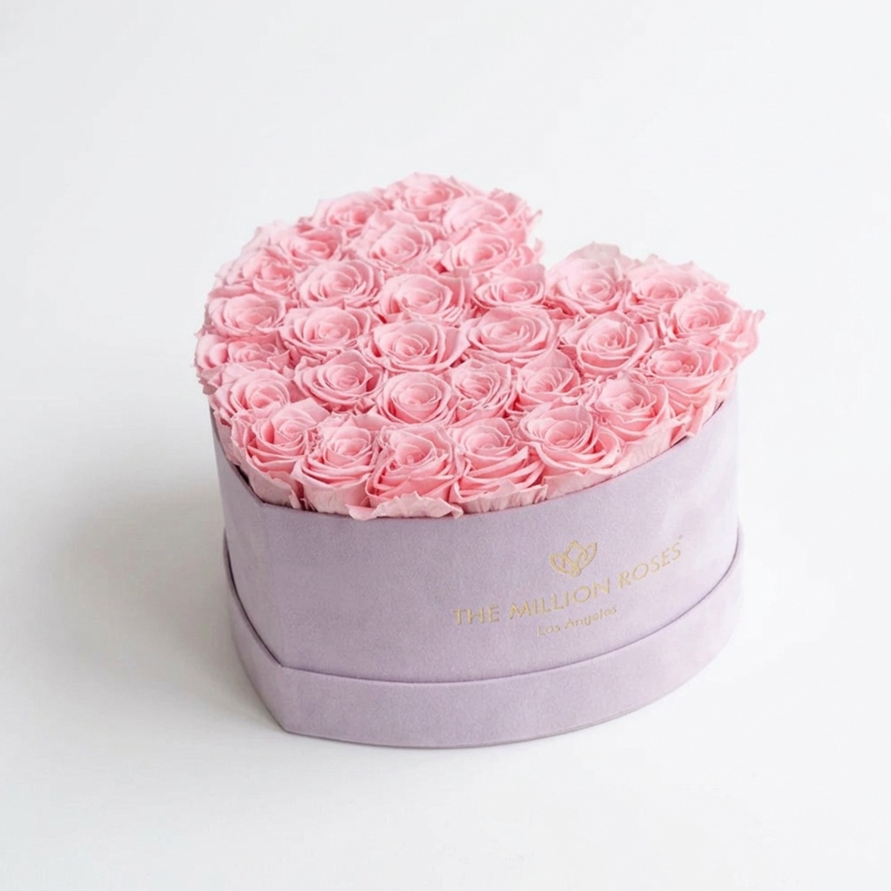 Heart Light Pink Suede Box | Light Pink Roses