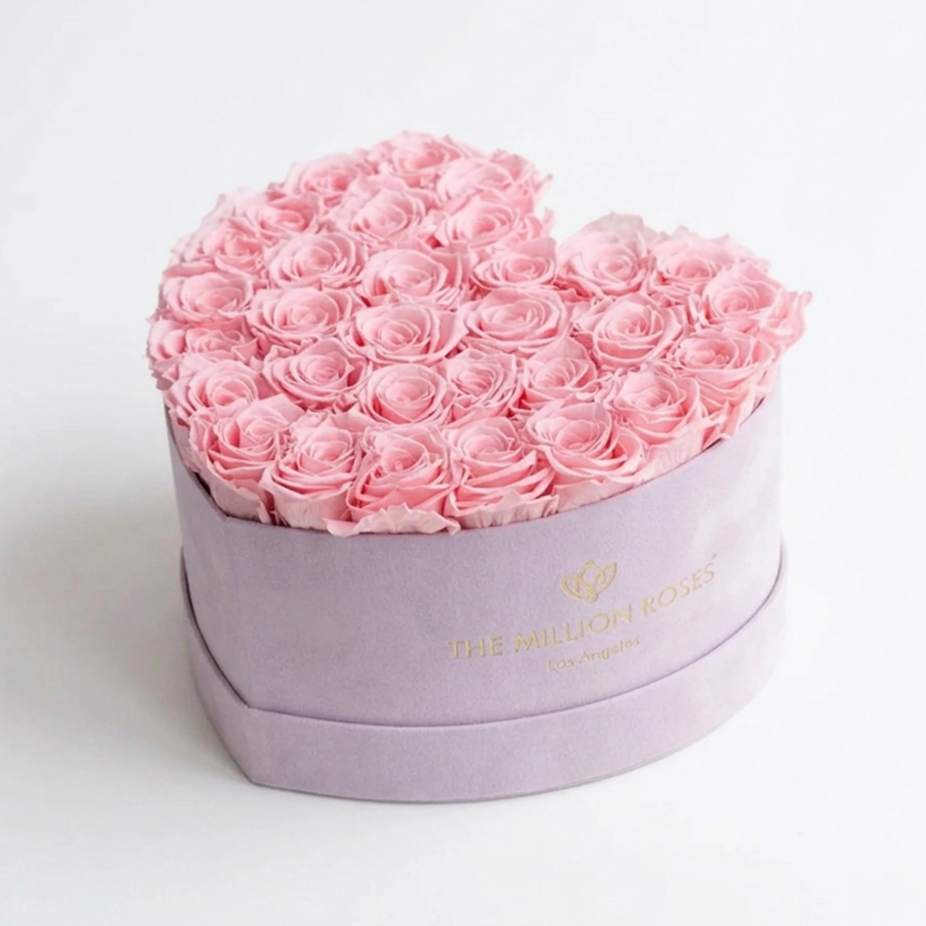 Heart Light Pink Suede Box | Light Pink Roses