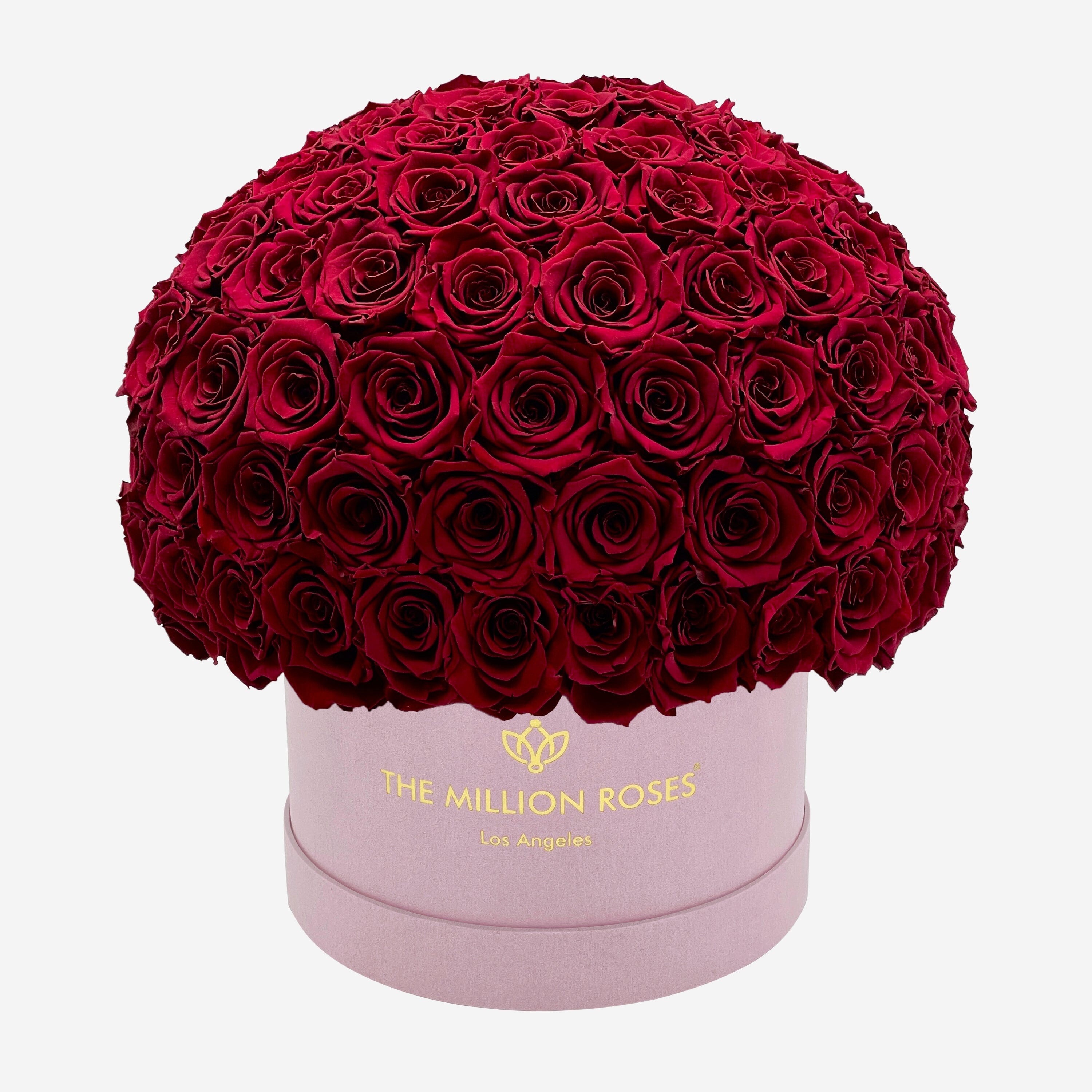 Supreme Light Pink Suede Superdome Box | Burgundy Roses - The Million Roses