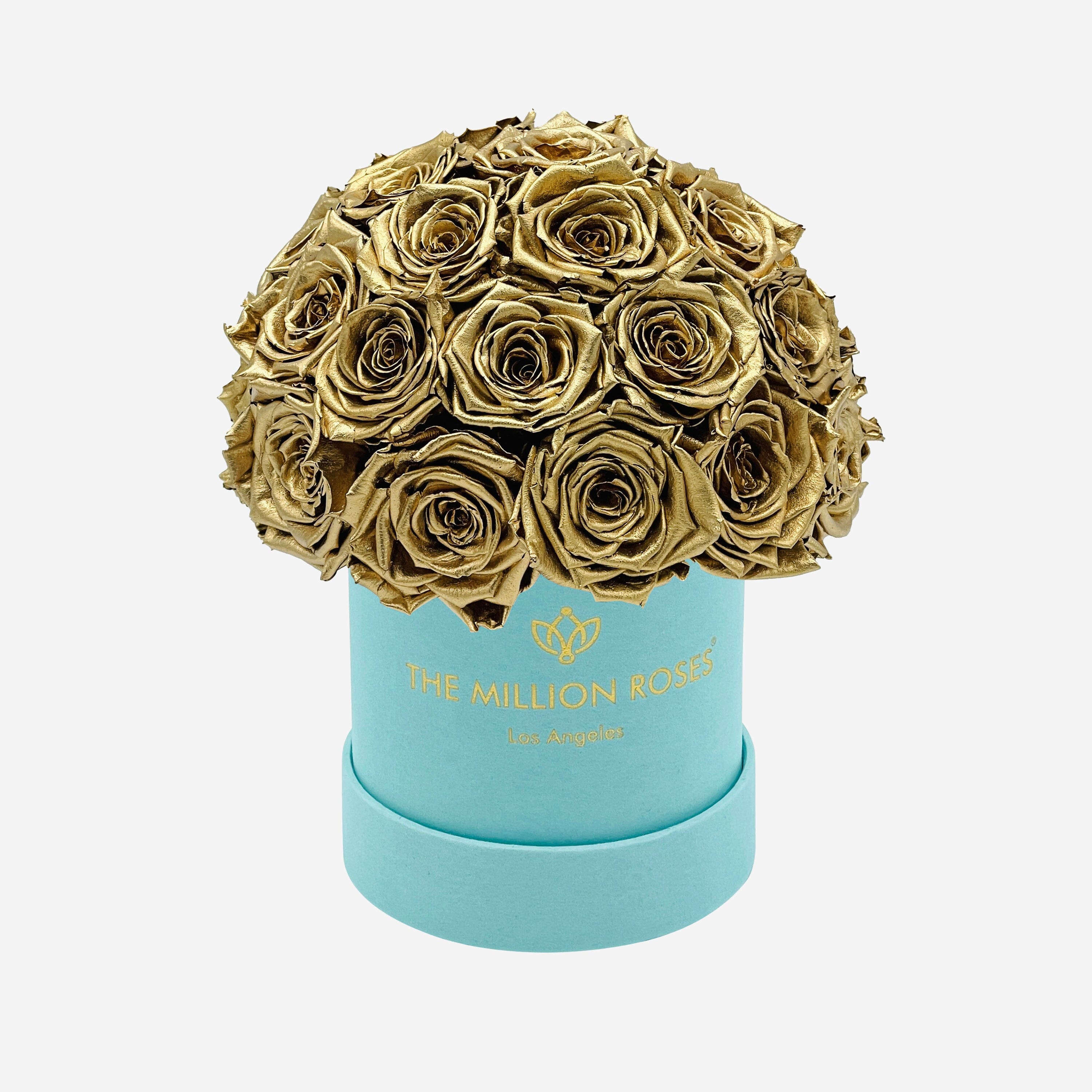 Basic Mint Green Suede Superdome Box | Gold Roses - The Million Roses