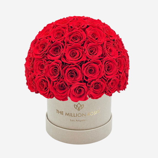 Classic Beige Suede Superdome Box | Red Roses