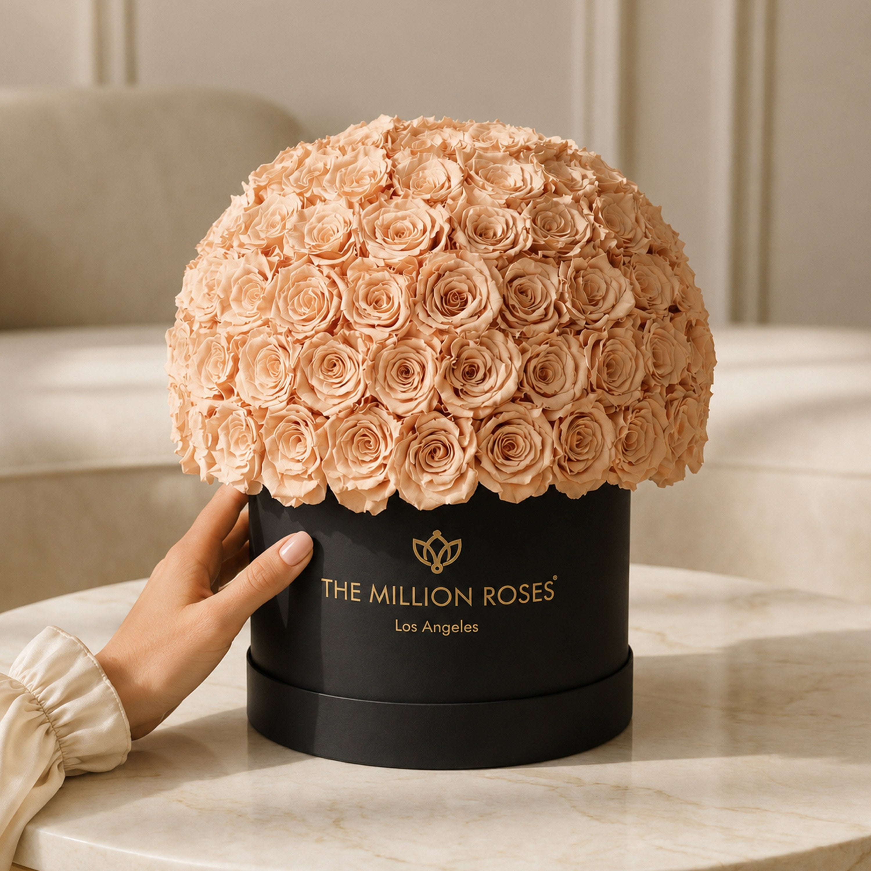 Supreme Black Superdome Box | Peach Roses