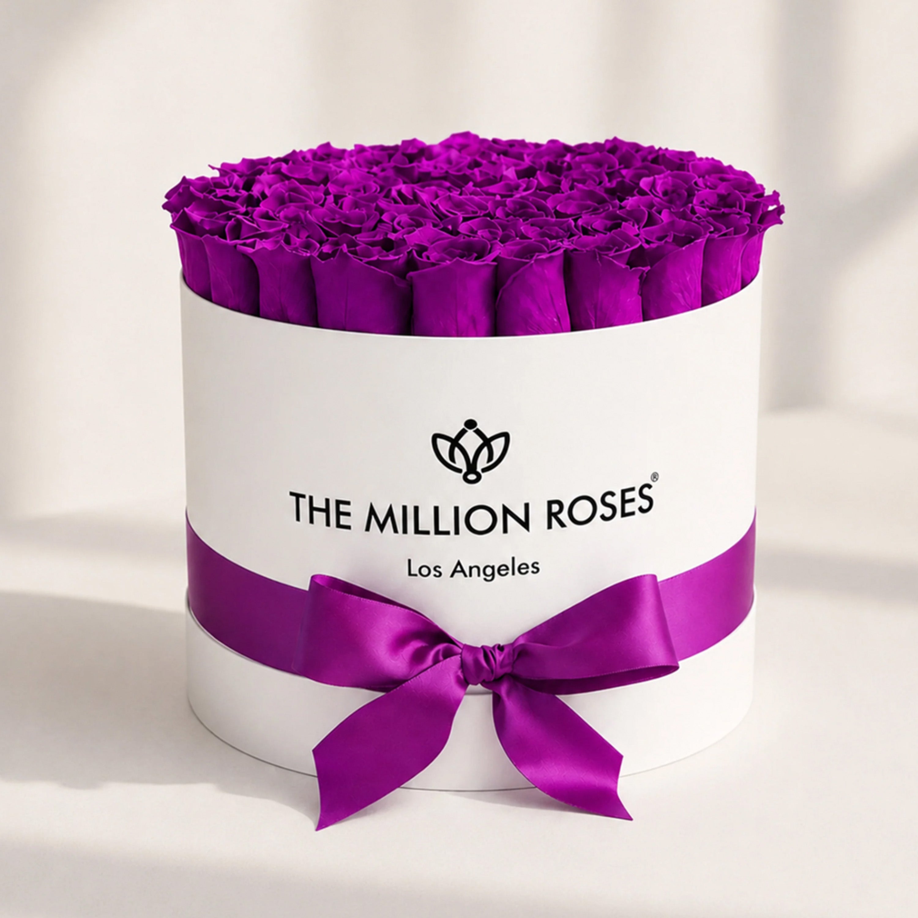 Supreme White Box | Bright Purple Roses