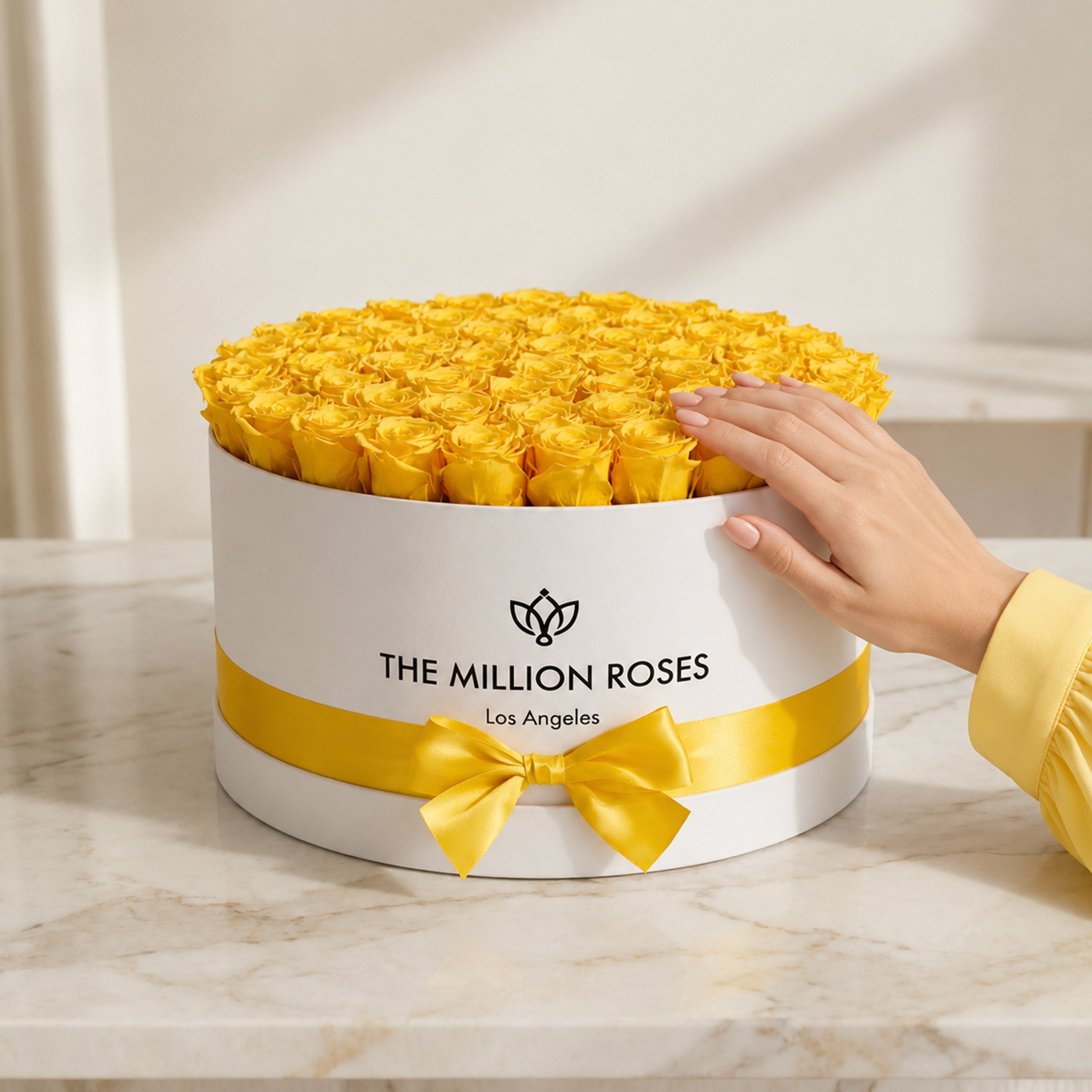 Deluxe White Box | Yellow Roses