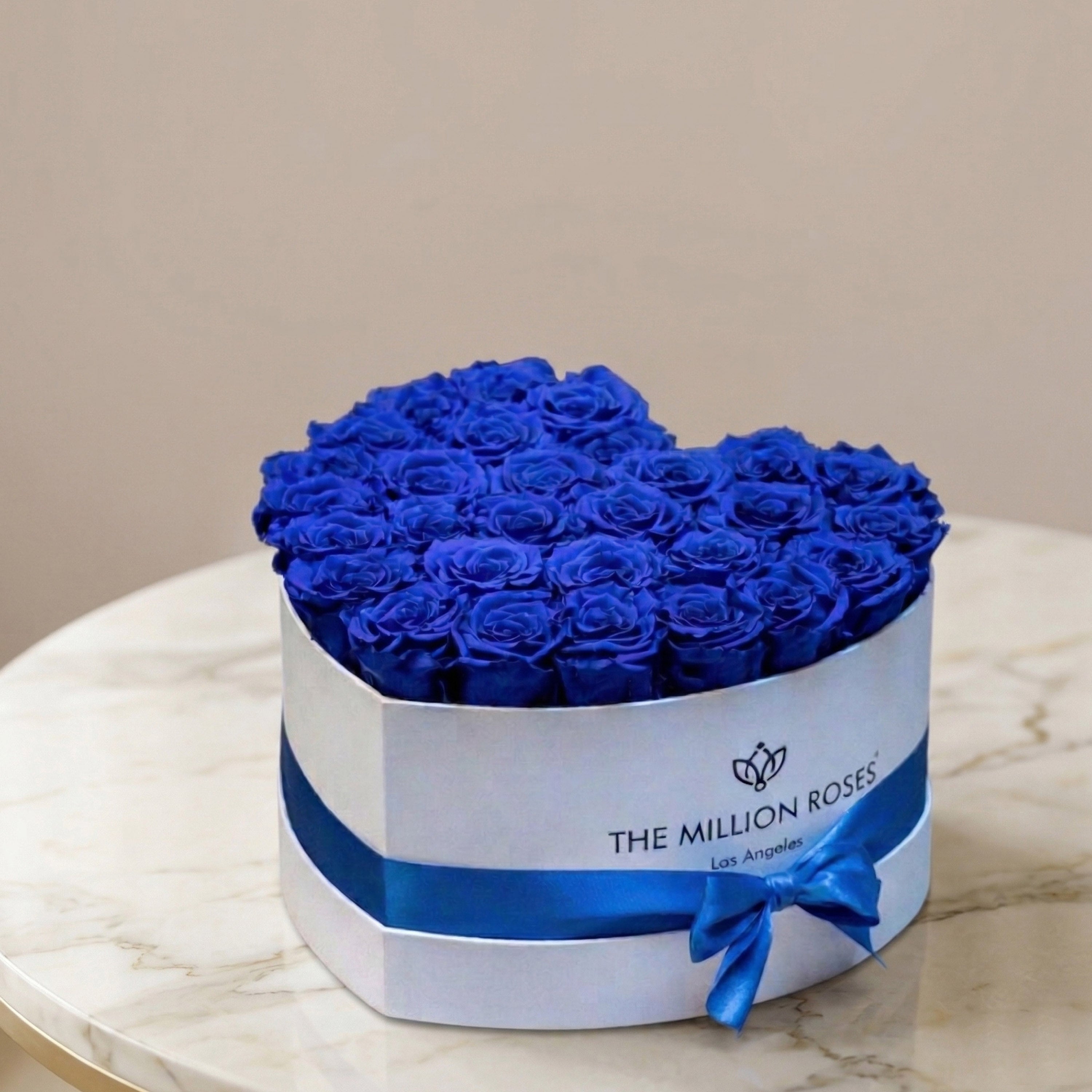 Heart White Box | Royal Blue Roses