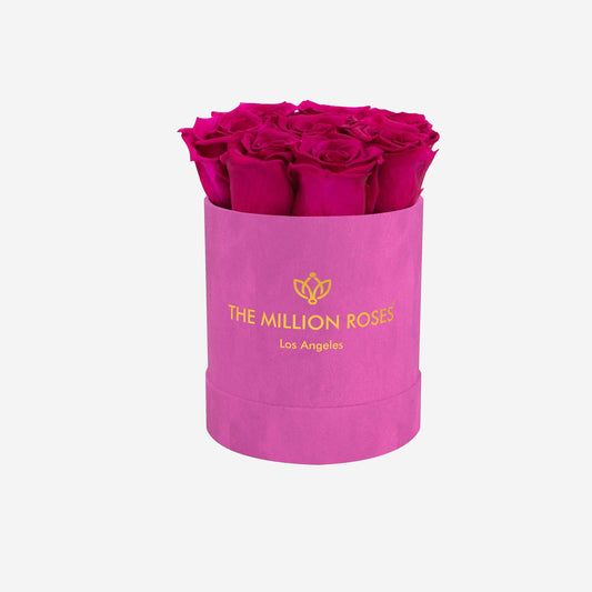 Basic Hot Pink Suede Box | Magenta Roses - The Million Roses
