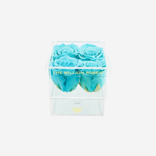 Acrylic 4 Drawer Box | Turquoise Roses - The Million Roses