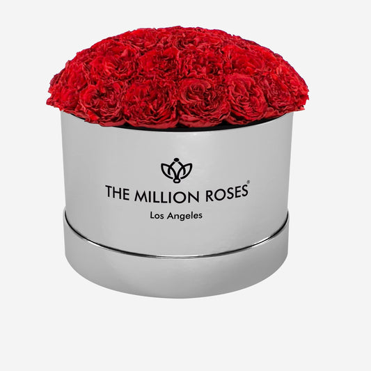 Supreme Mirror Silver Dome Box | Red Carmen Roses - The Million Roses