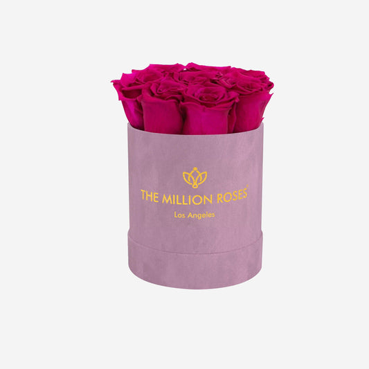 Basic Light Pink Suede Box | Magenta Roses - The Million Roses