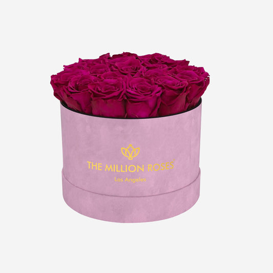Classic Light Pink Suede Box | Magenta Roses - The Million Roses