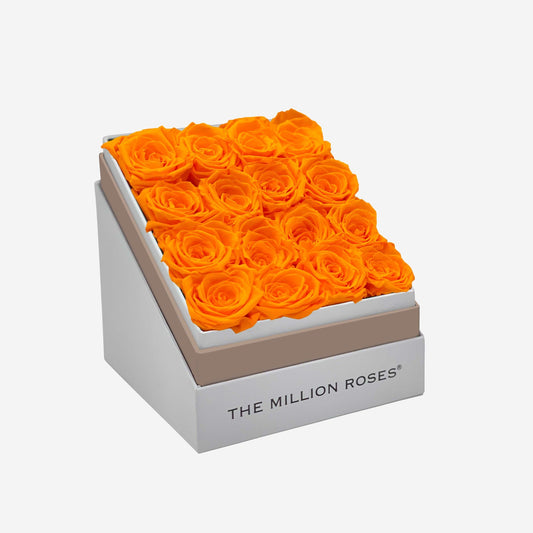 Square White Box | Orange Roses - The Million Roses