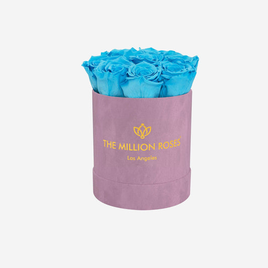 Basic Light Pink Suede Box | Light Blue Roses - The Million Roses