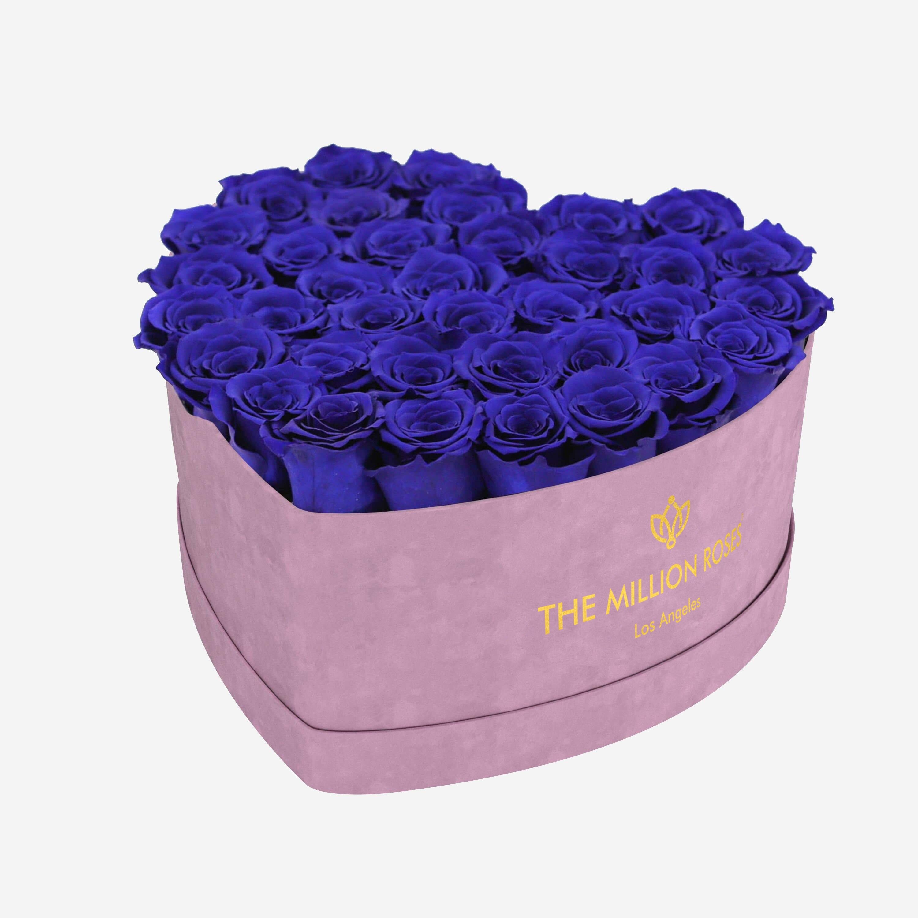 Heart Caja de Gamuza Rosado Pastel Rosas Azul Rey The Million Roses photo