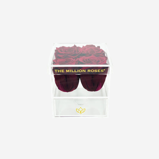 Acrylic 4 Drawer Box | Burgundy Roses - The Million Roses