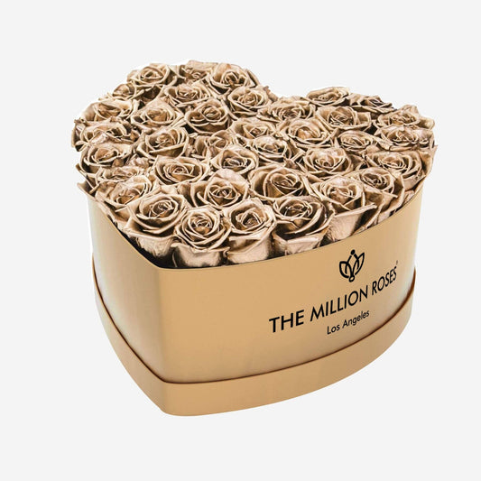 Heart Gold Box | Gold Roses - The Million Roses