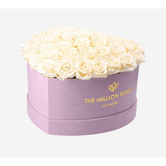Heart Light Pink Dome Box | Ivory Roses - The Million Roses