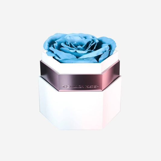 One in a Million™ White Hexagon Box | Light Blue Rose - The Million Roses