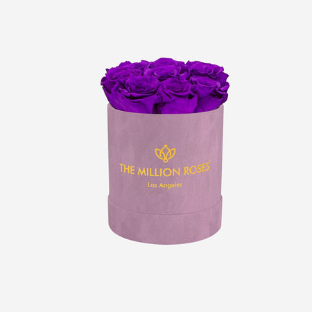 Basic Light Pink Suede Box | Bright Purple Roses - The Million Roses